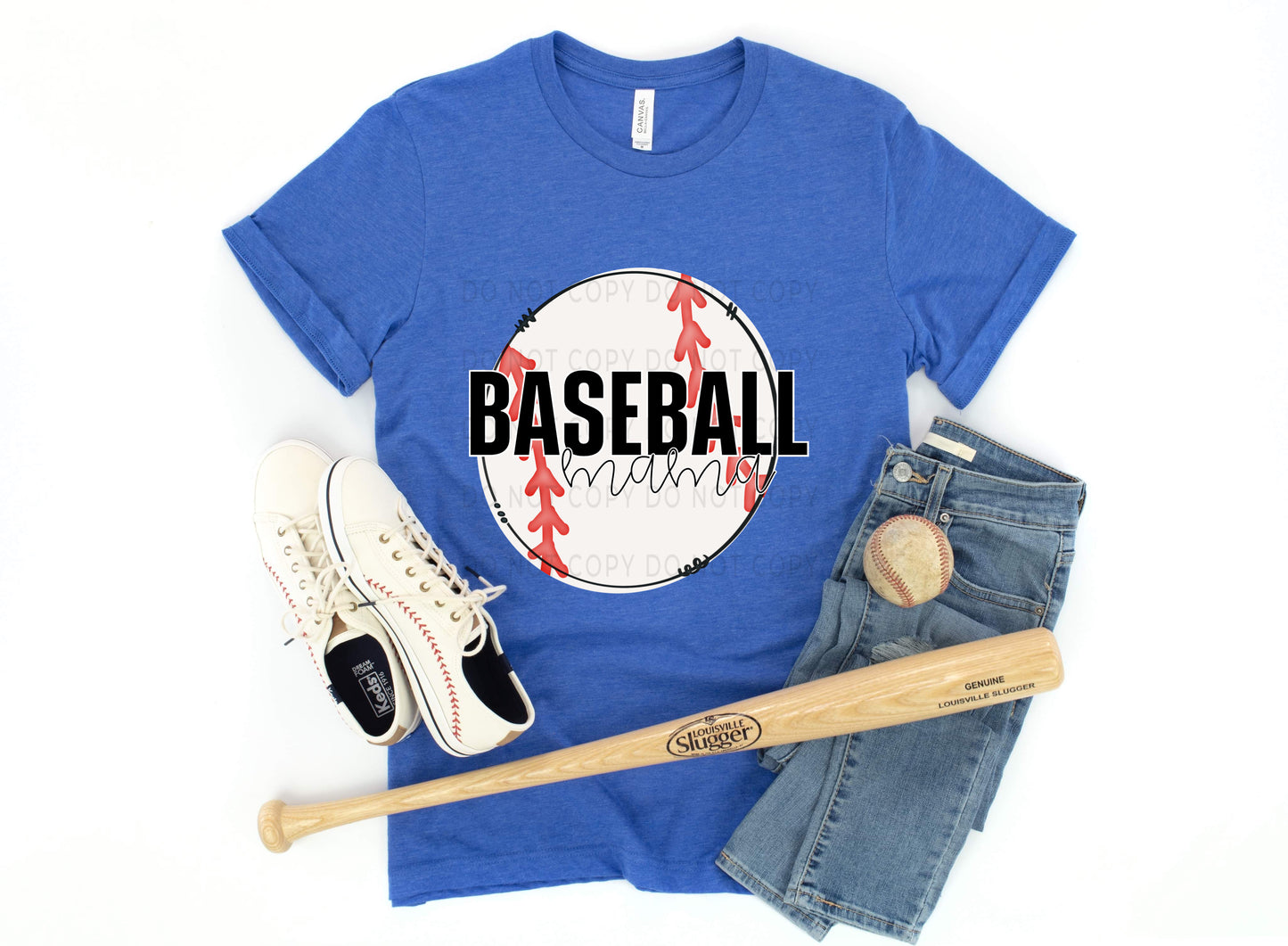 Baseball Mama White Outline -DTF