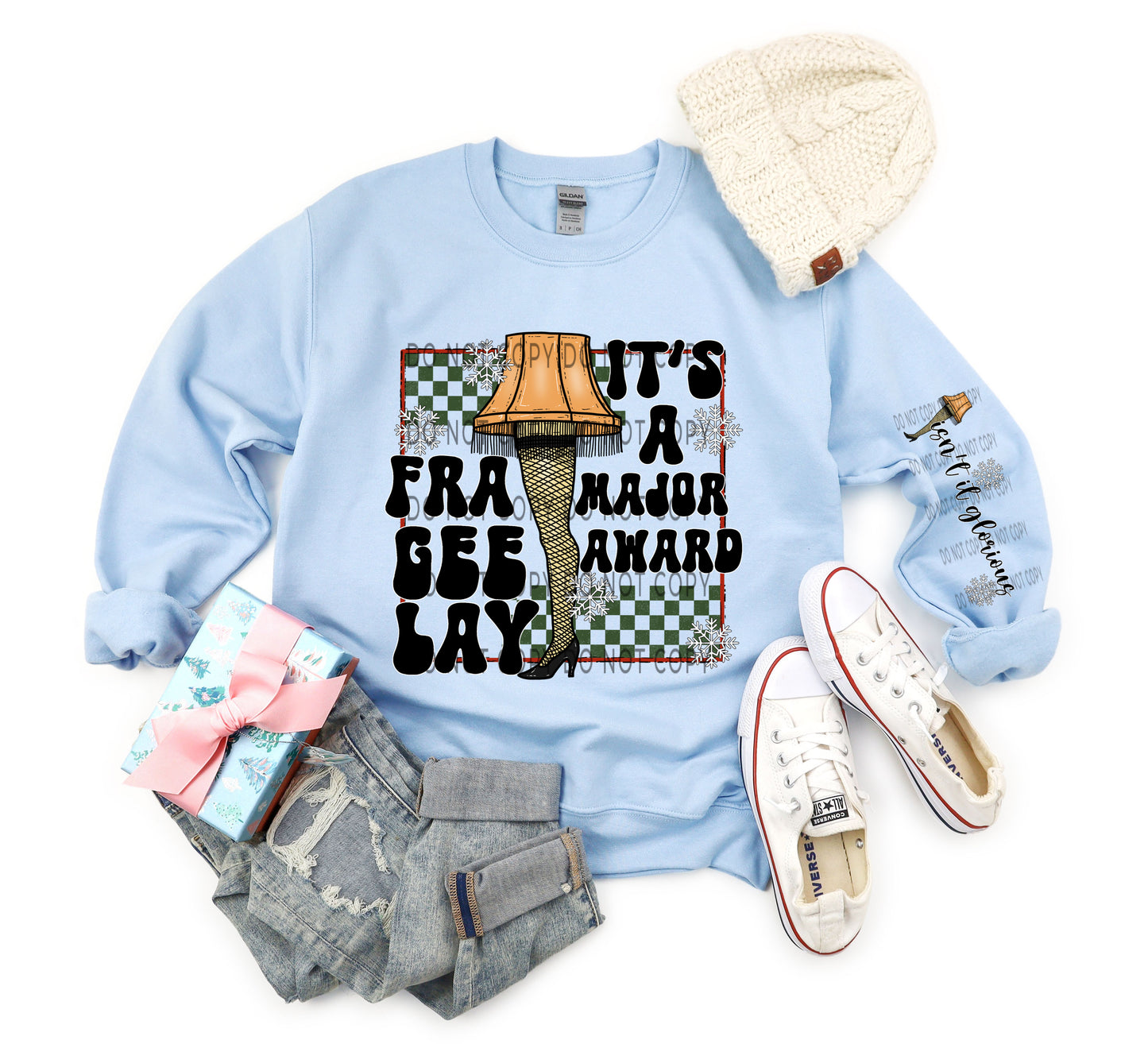 It’s A Major Award Leg Lamp Checkered With Sleeve -DTF