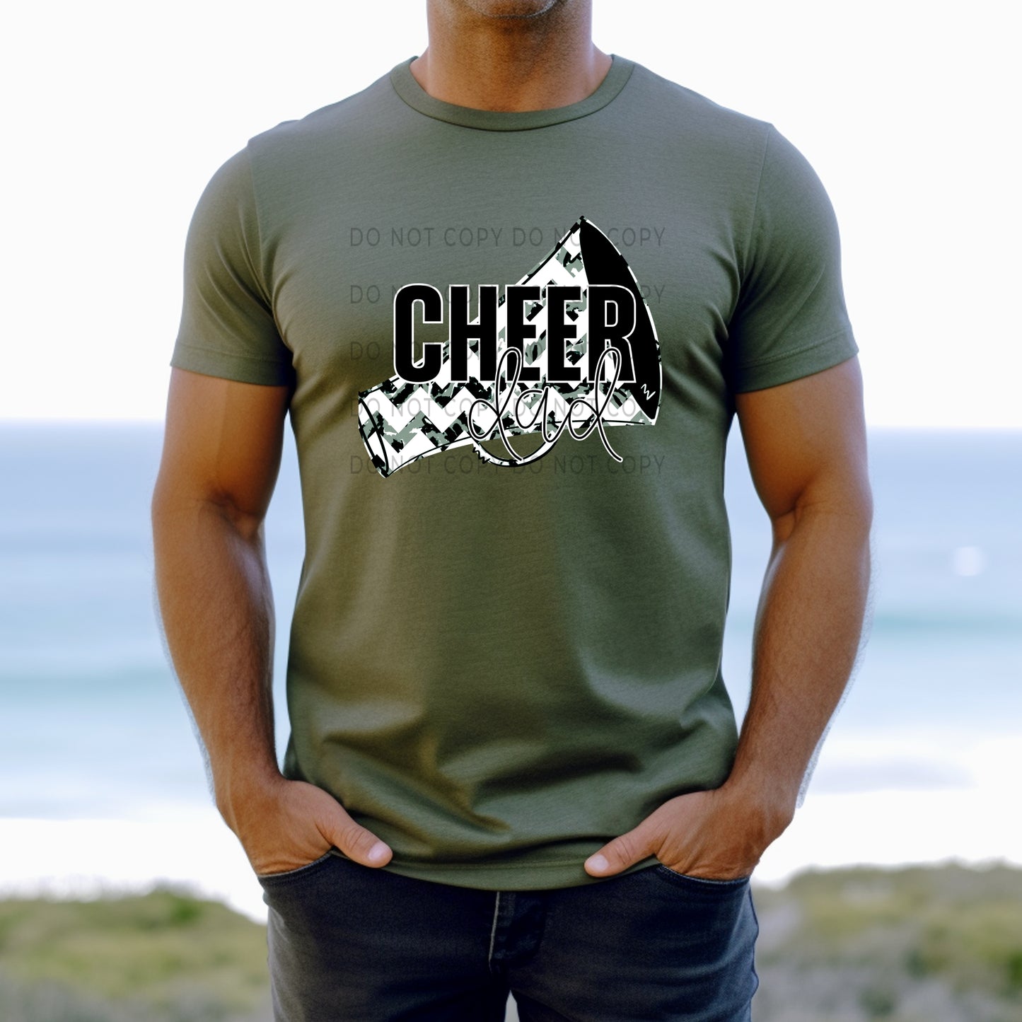 Cheer Dad White Outline -DTF