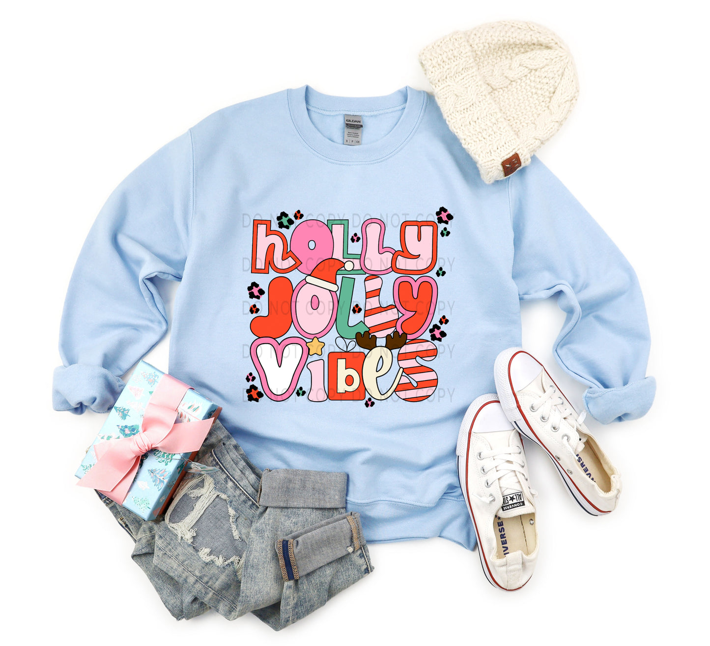 Holly Jolly Vibes Pink Retro - DTF