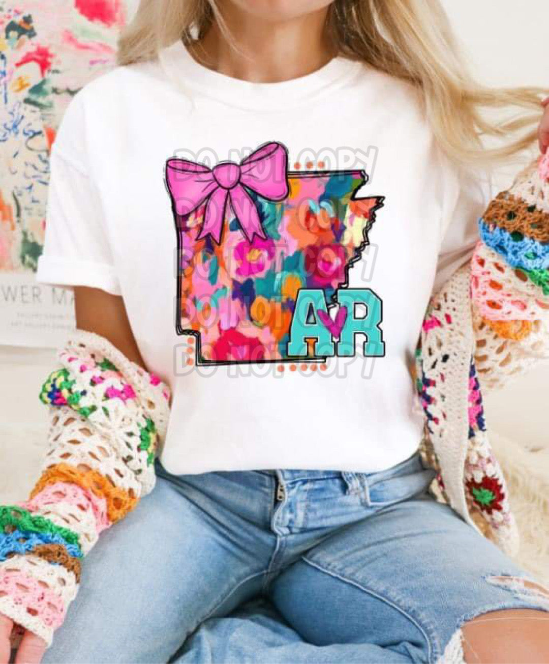 Mixed Paint With Bow States (ALL STATES)-DTF