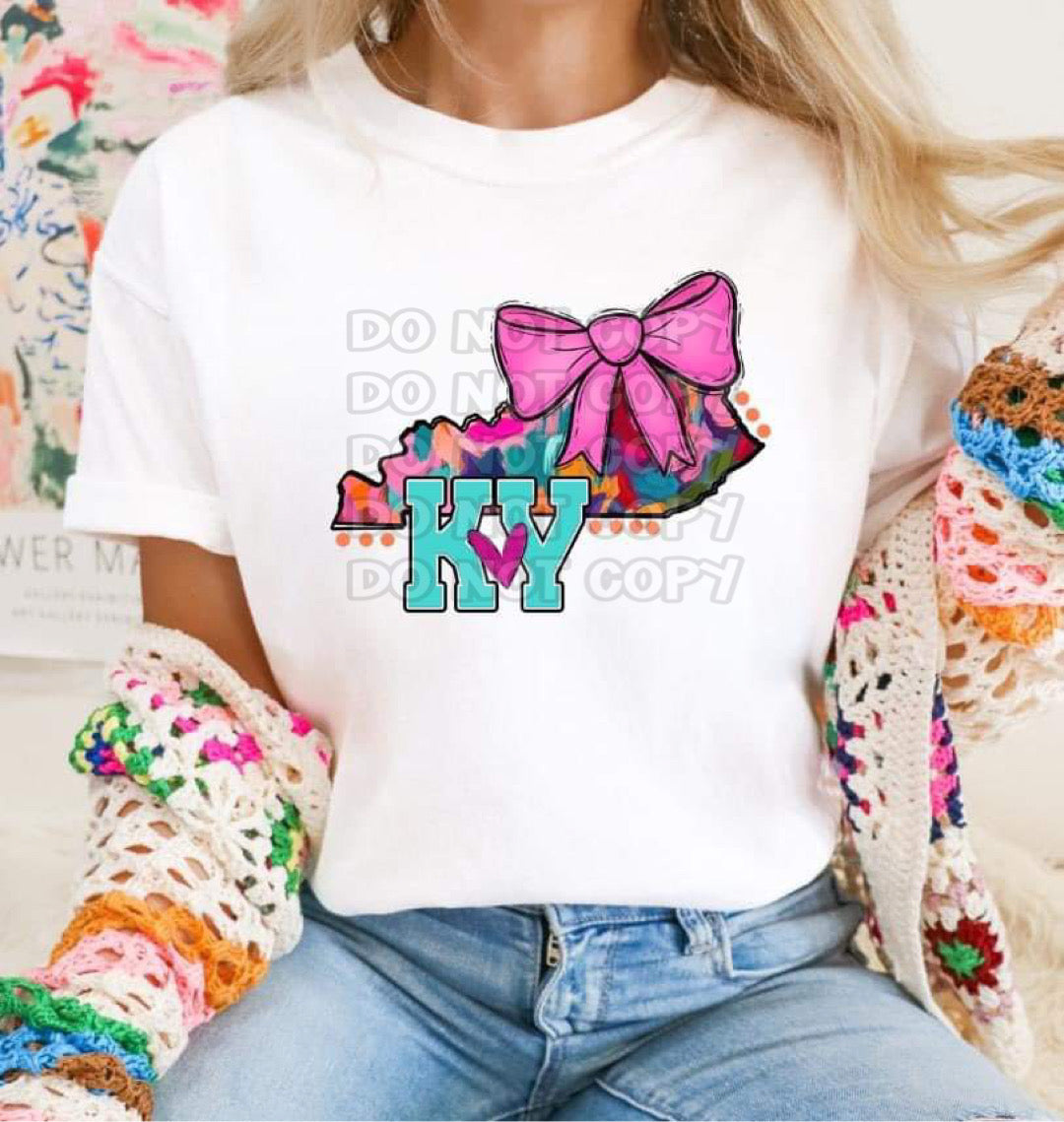 Mixed Paint With Bow States (ALL STATES)-DTF
