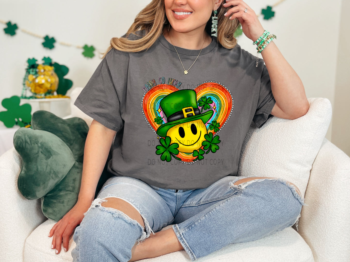 Happy Go Lucky Rainbow Heart - DTF