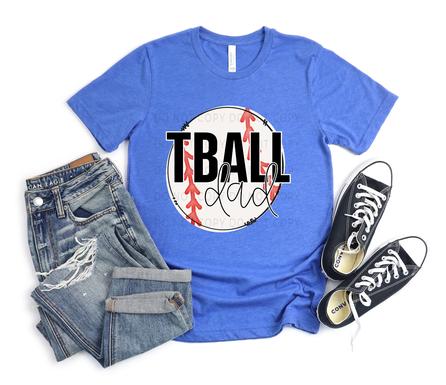 T Ball Dad White Outline -DTF
