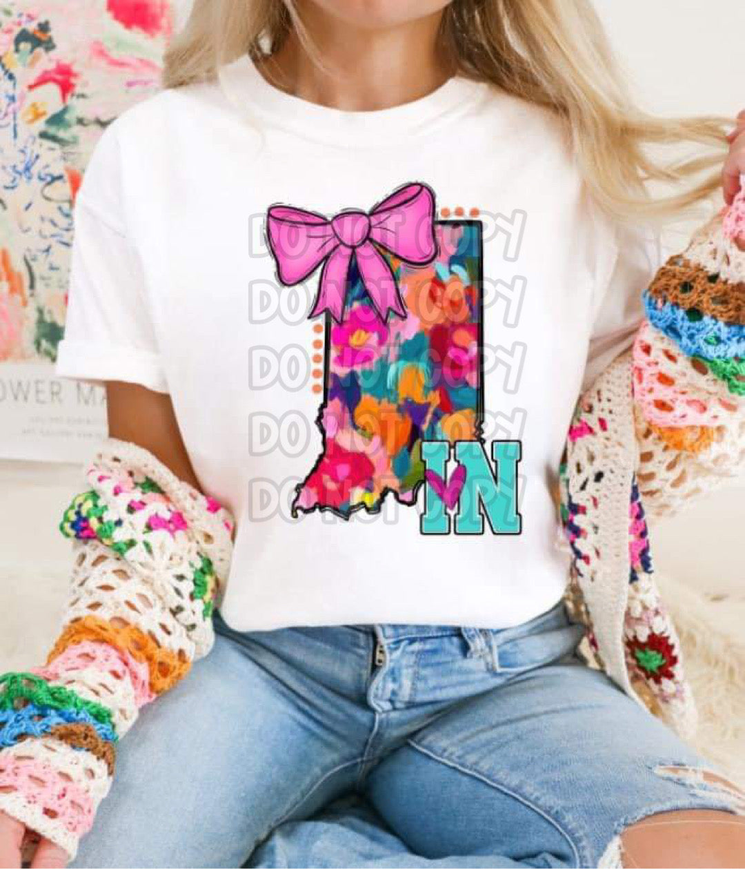 Mixed Paint With Bow States (ALL STATES)-DTF