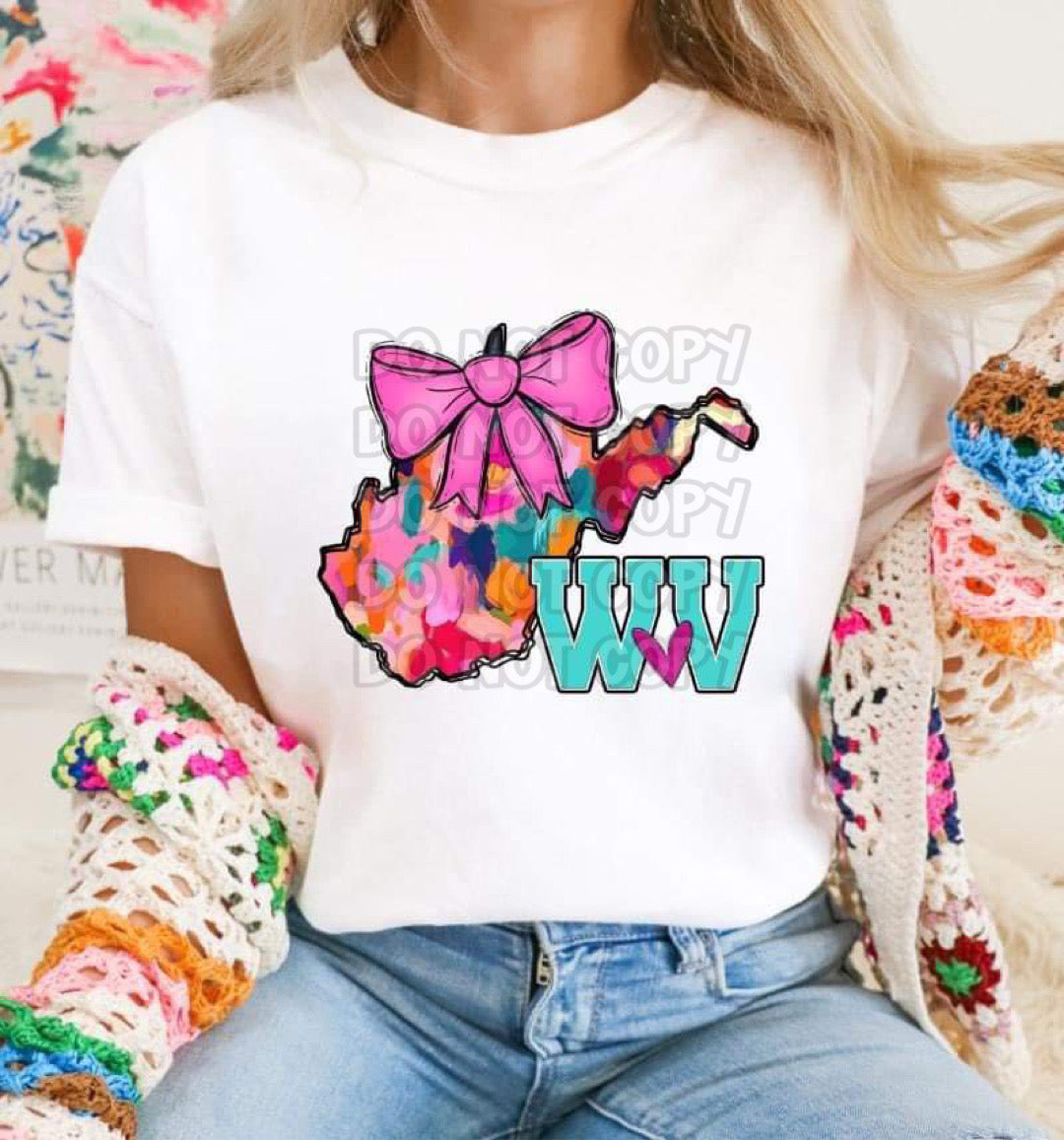 Mixed Paint With Bow States (ALL STATES)-DTF