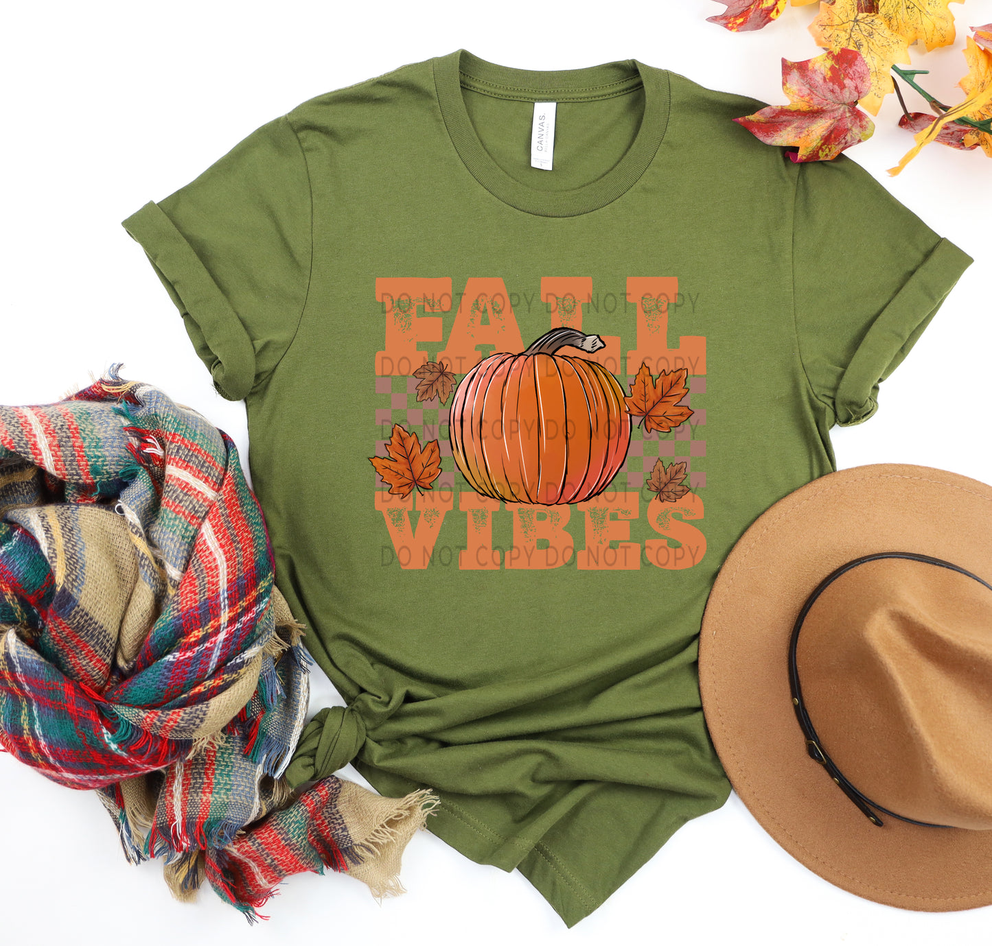 Fall Vibes Pumpkin Checkered - DTF