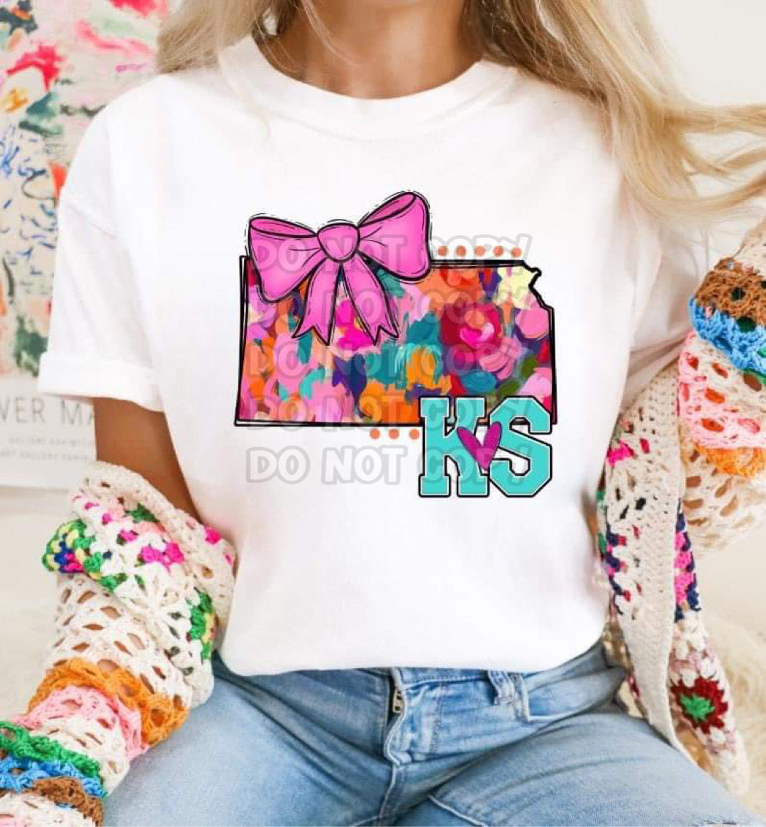 Mixed Paint With Bow States (ALL STATES)-DTF