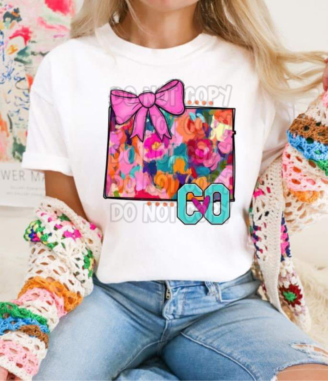 Mixed Paint With Bow States (ALL STATES)-DTF