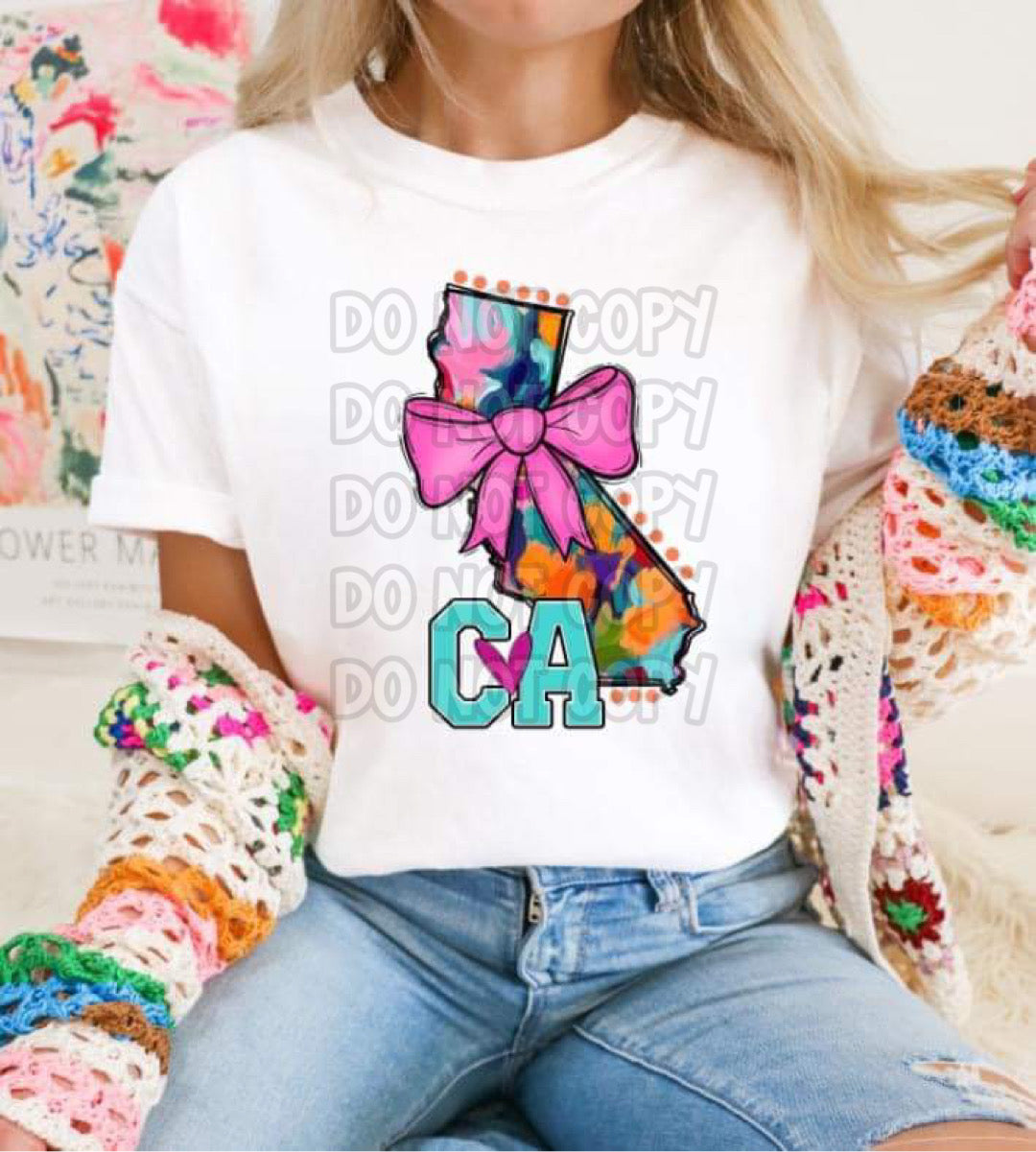 Mixed Paint With Bow States (ALL STATES)-DTF