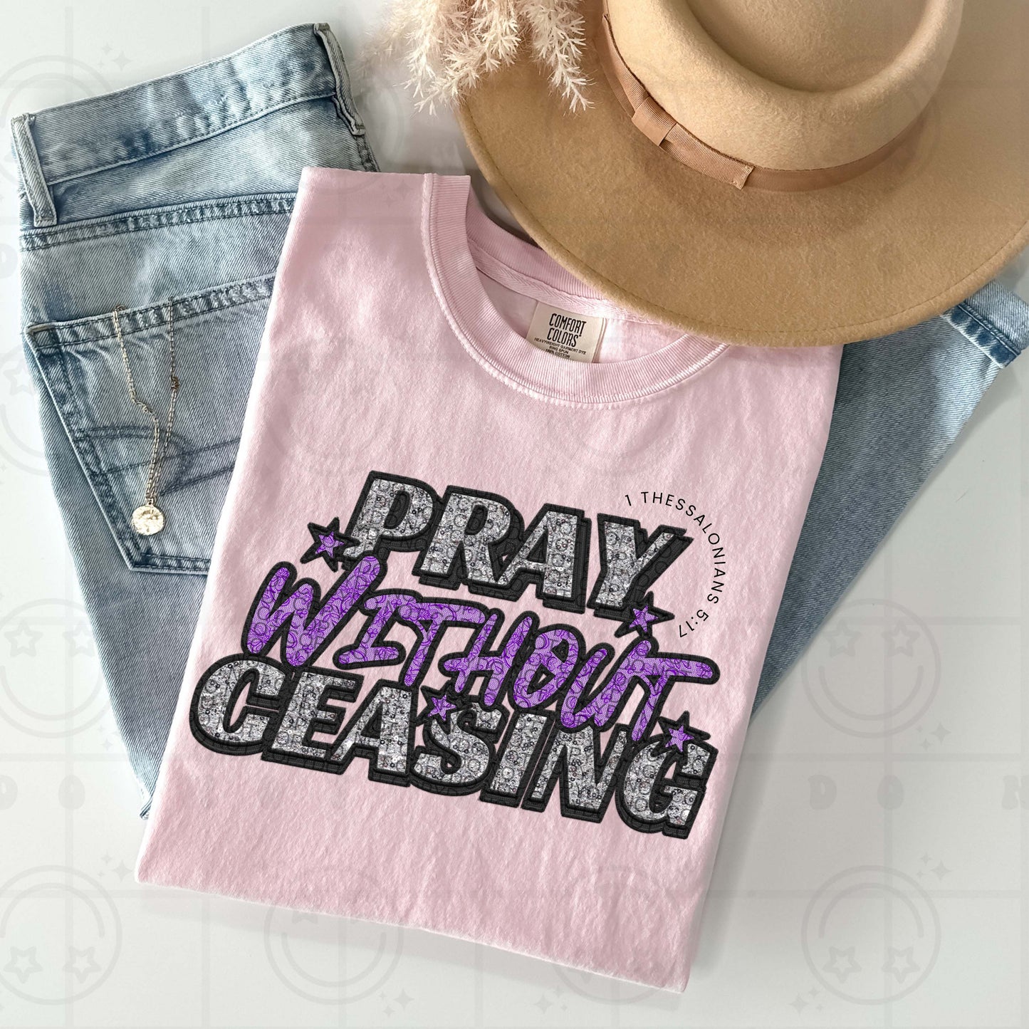 pray without ceasing purple lace-DTF