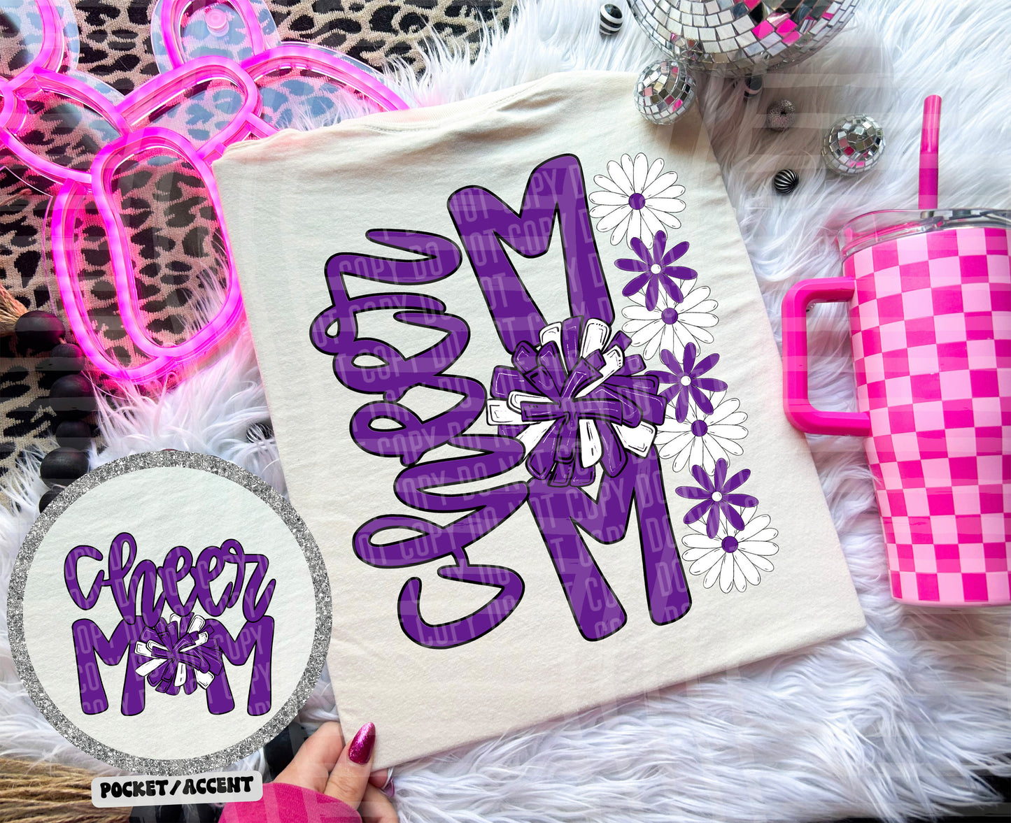 Cheer Mom (Includes front and back-COLORS IN DROPDOWN)- DTF&UV