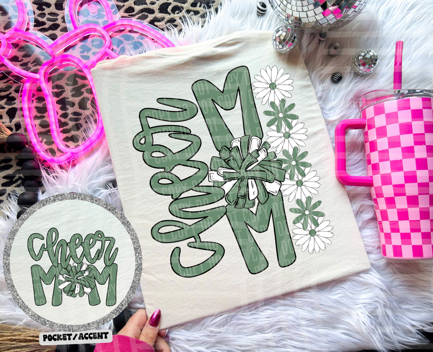 Cheer Mom (Includes front and back-COLORS IN DROPDOWN)- DTF&UV