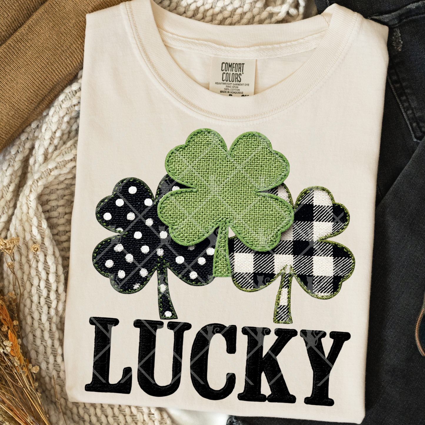 shamrock lucky fabric -DTF&UV