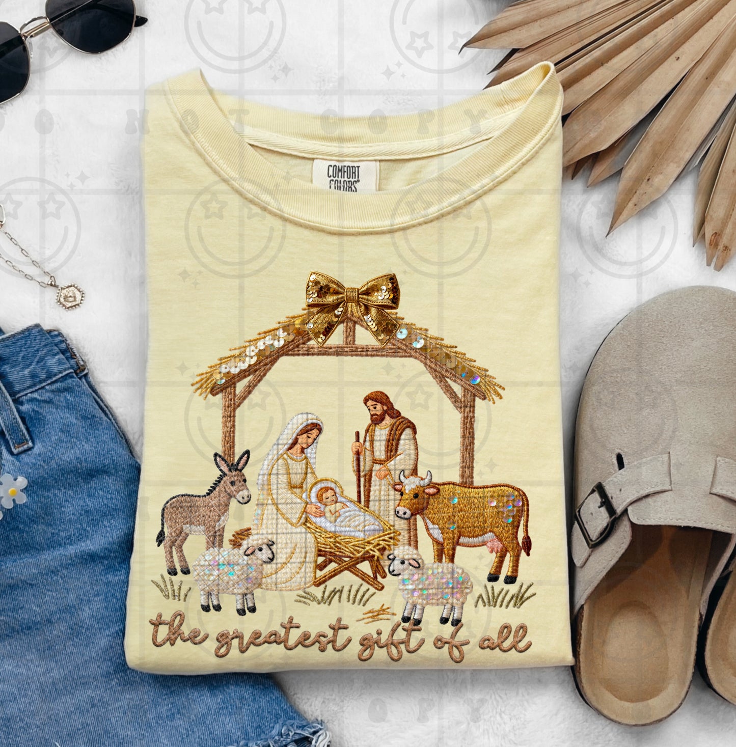 the greatest gift of all faux stitch sequin