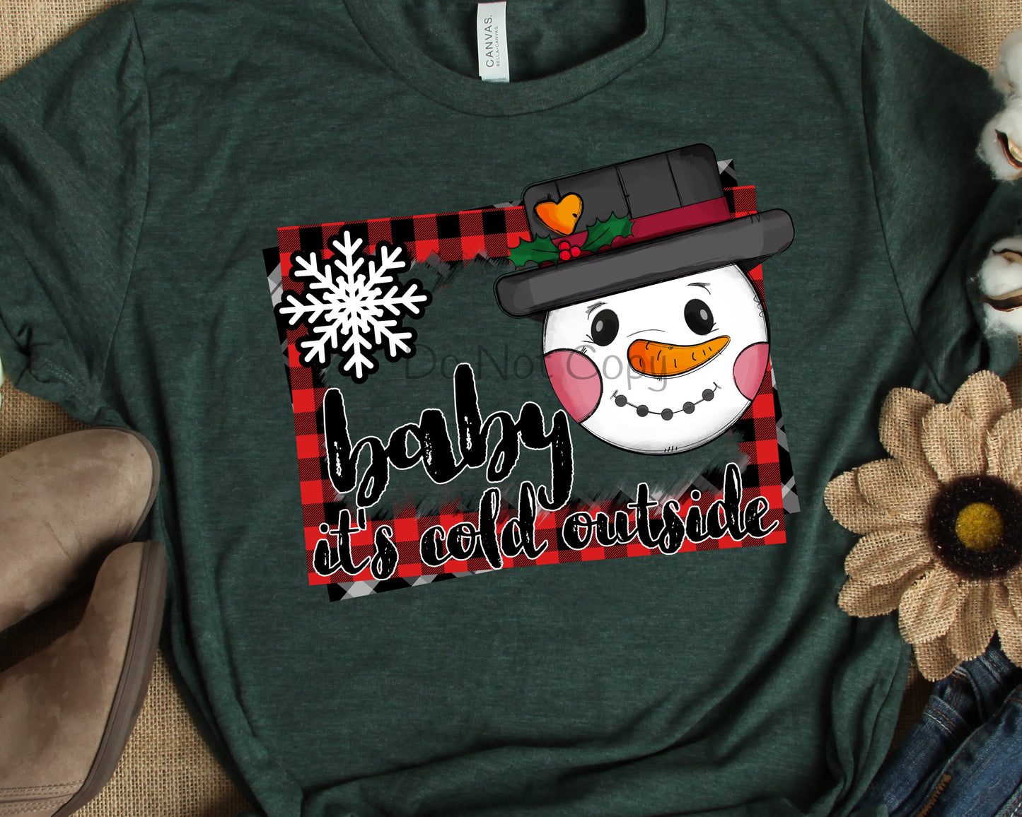 Baby it’s cold outside frame snowman face-DTF