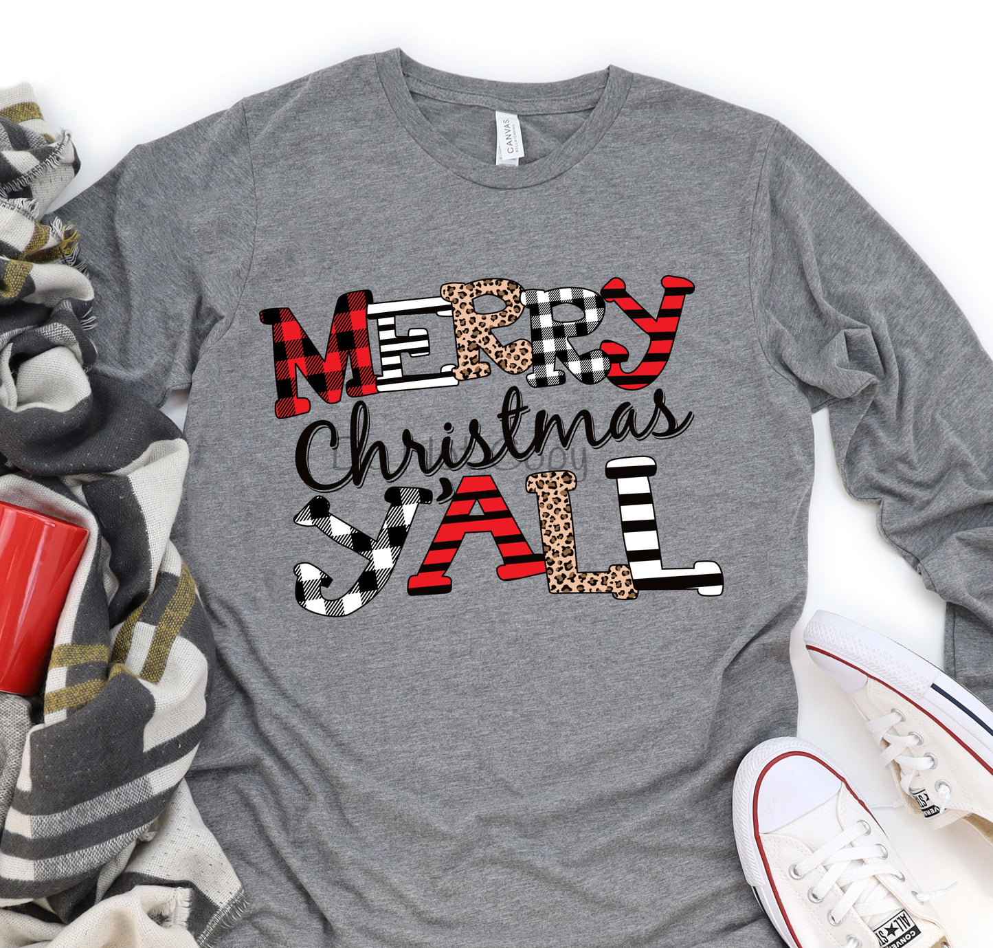 Merry Christmas y’all plaid leopard-DTF
