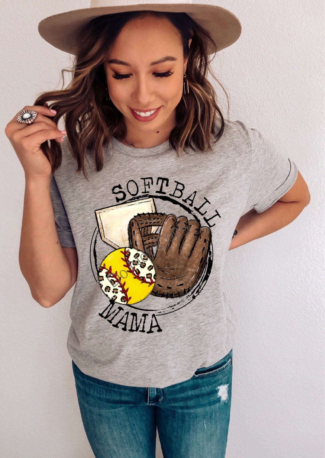 Softball mama gloves ball- DTF