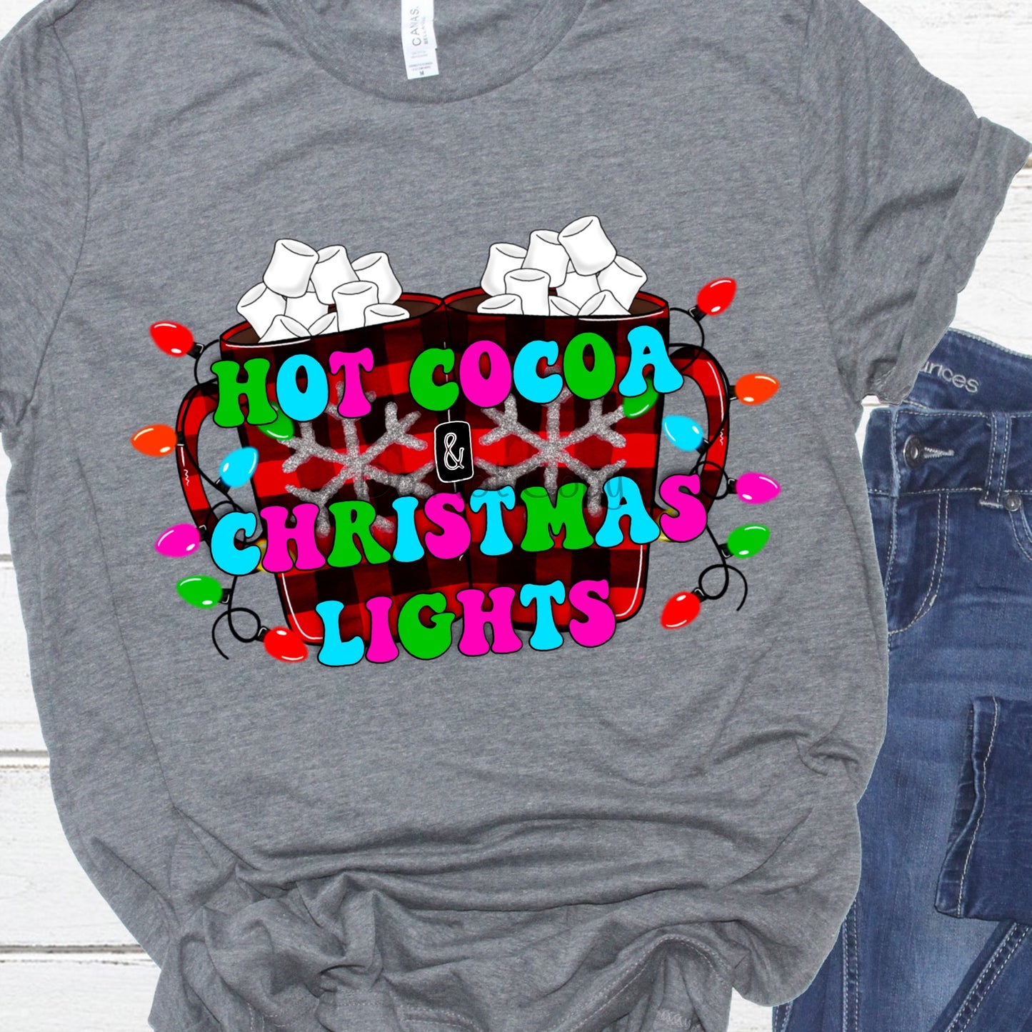 Hot cocoa Christmas lights-DTF