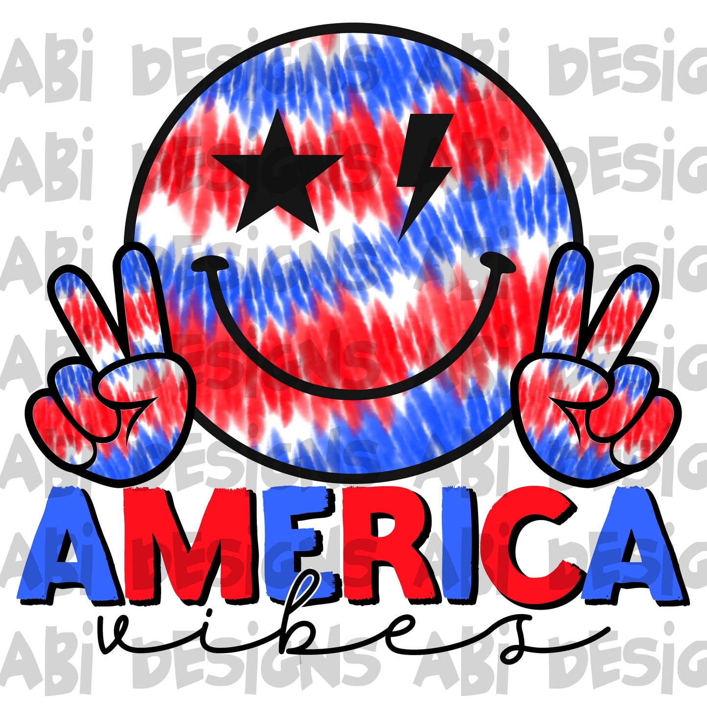 America vibes Smiley face-DTF