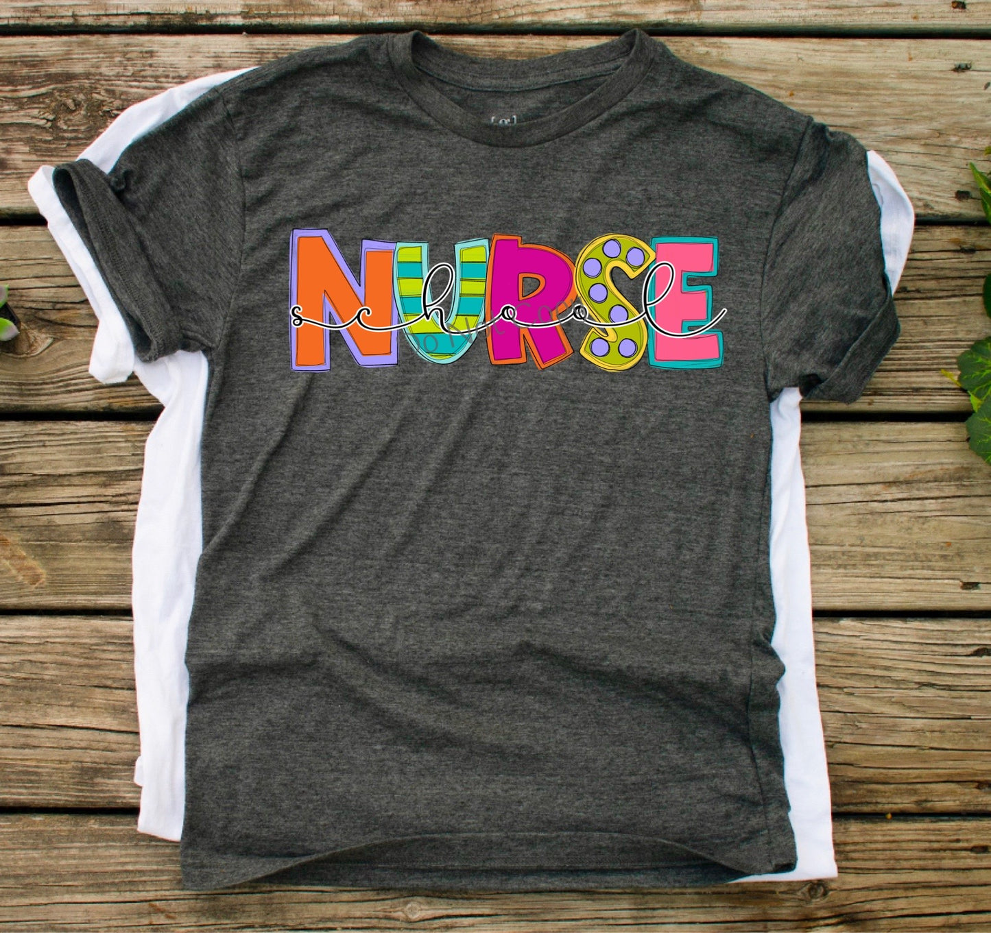 School nurse funky letters - DTF