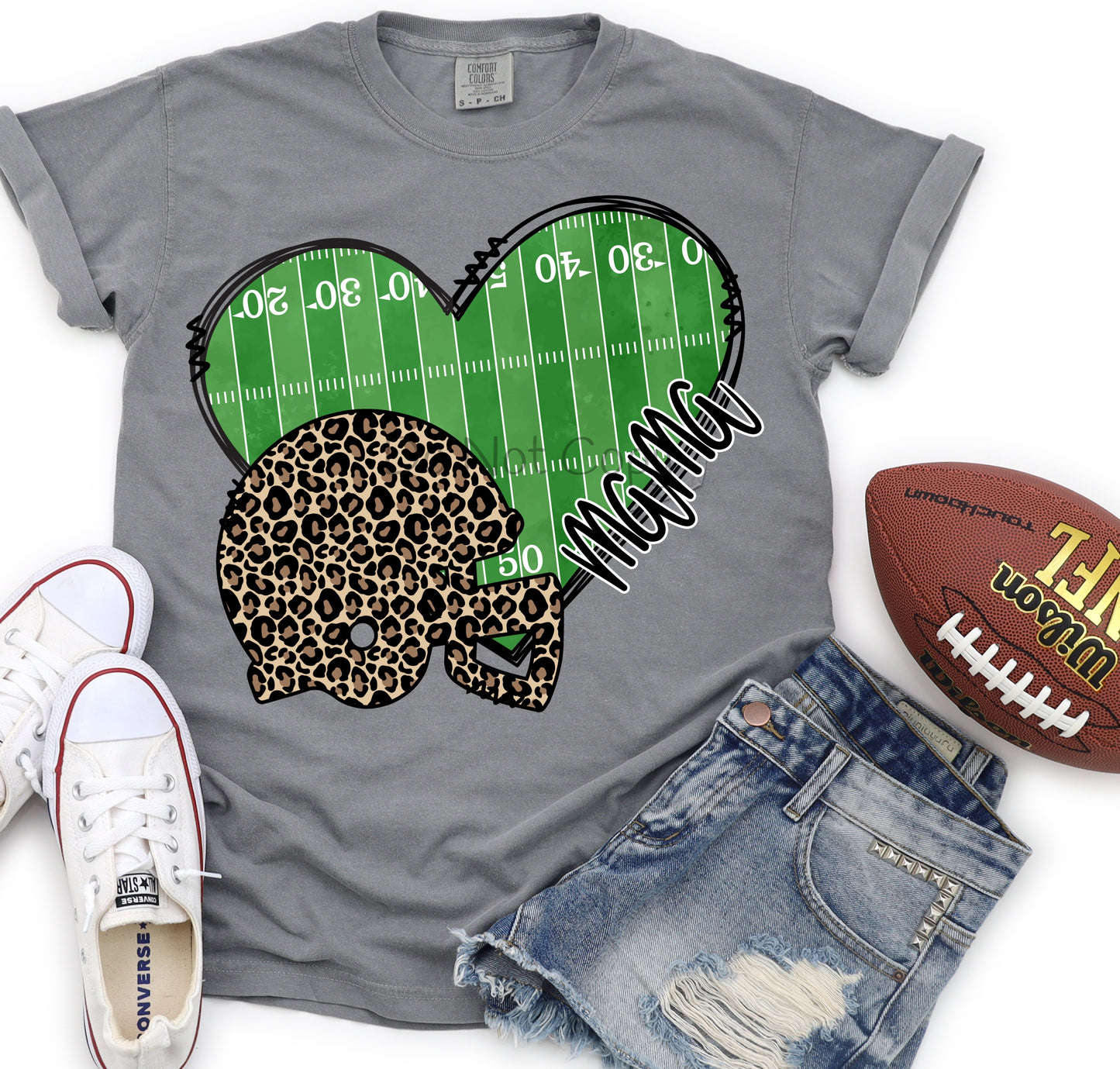 Football mama heart-DTF