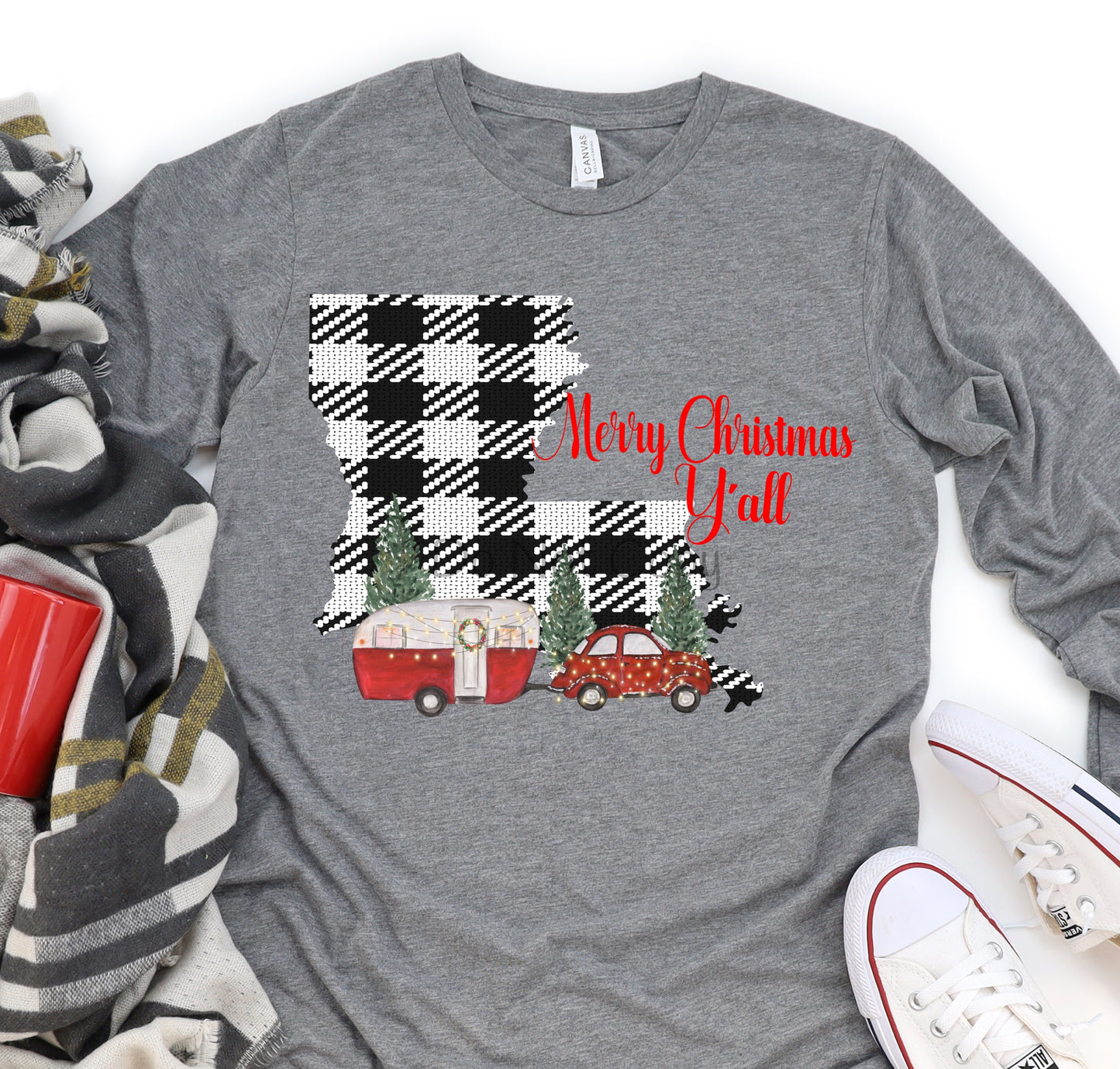 Merry Christmas Y’all Louisiana camper-DTF