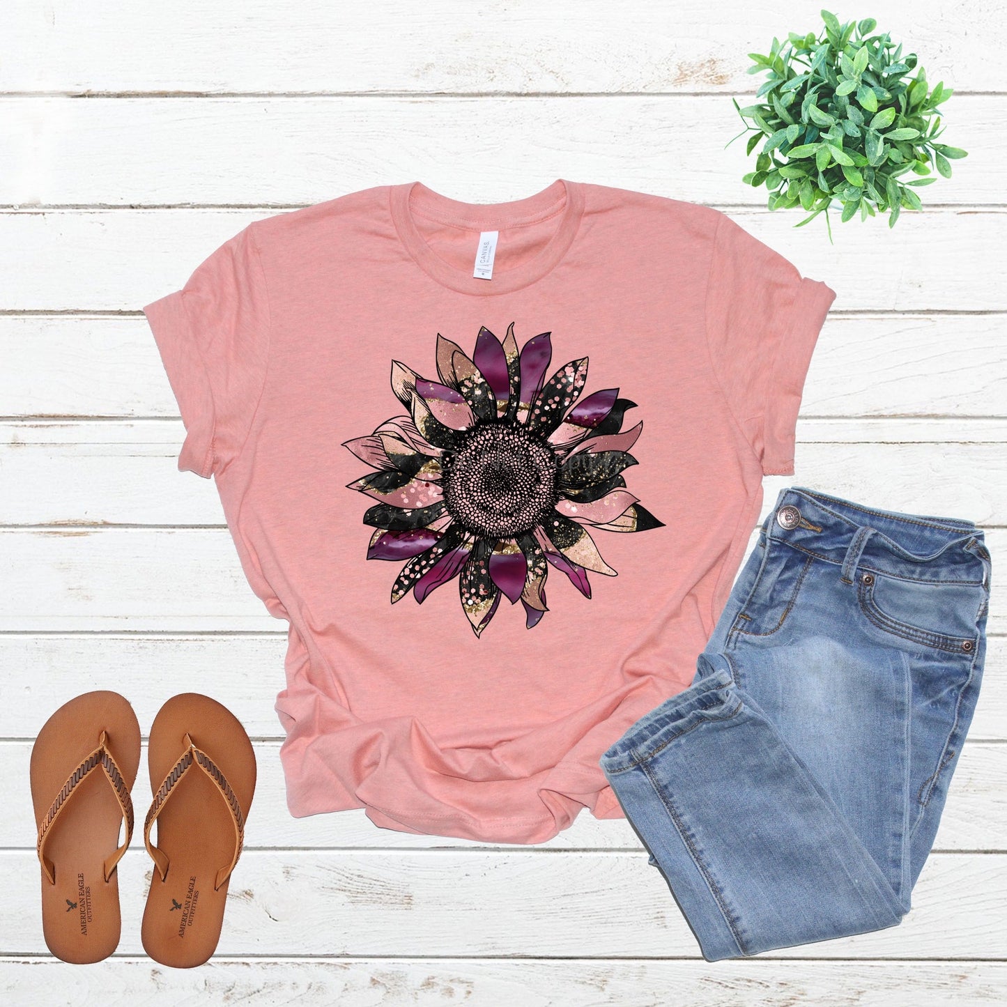 Pink purple gold sunflower - DTF