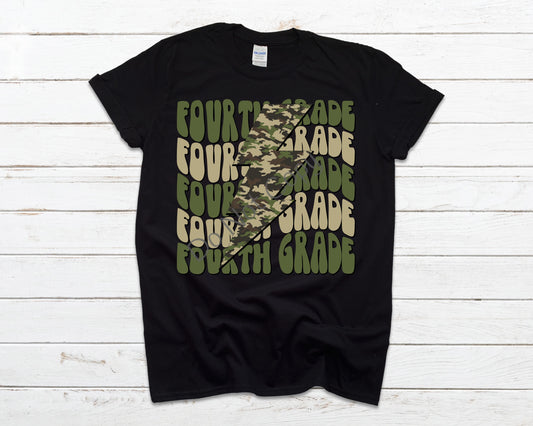 Fourth grade camo lightning bolt-DTF