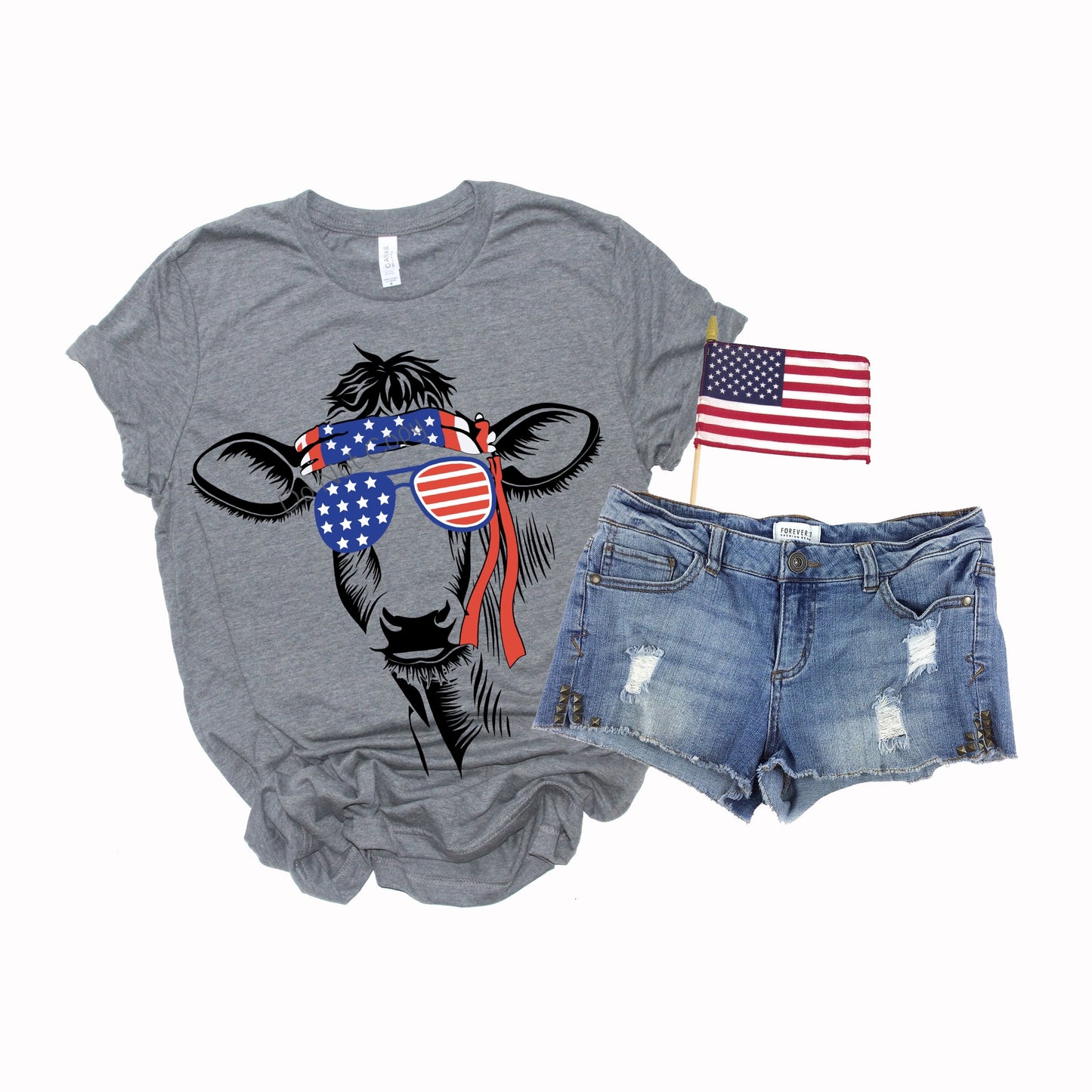 Patriotic cow -DTF