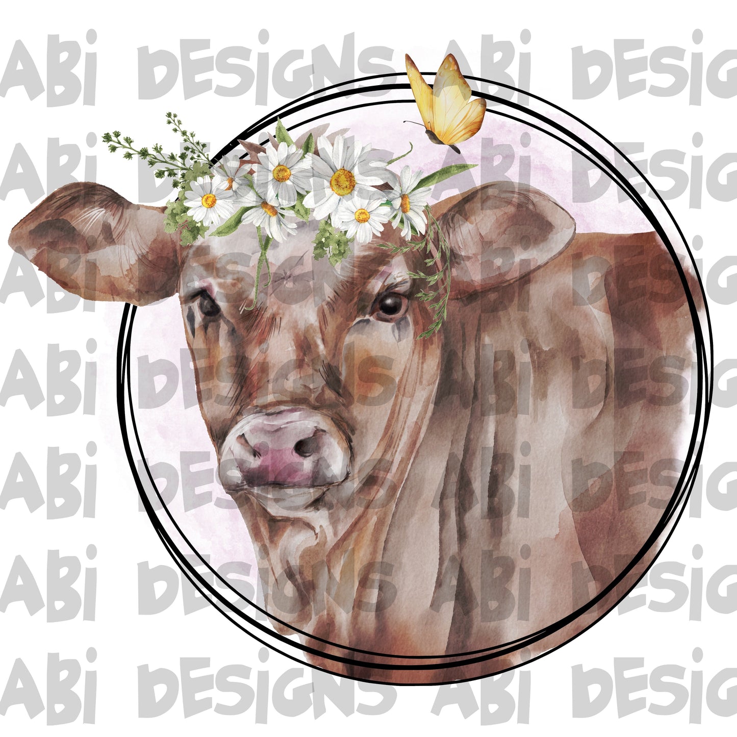 Spring cow daisies on head-DTF