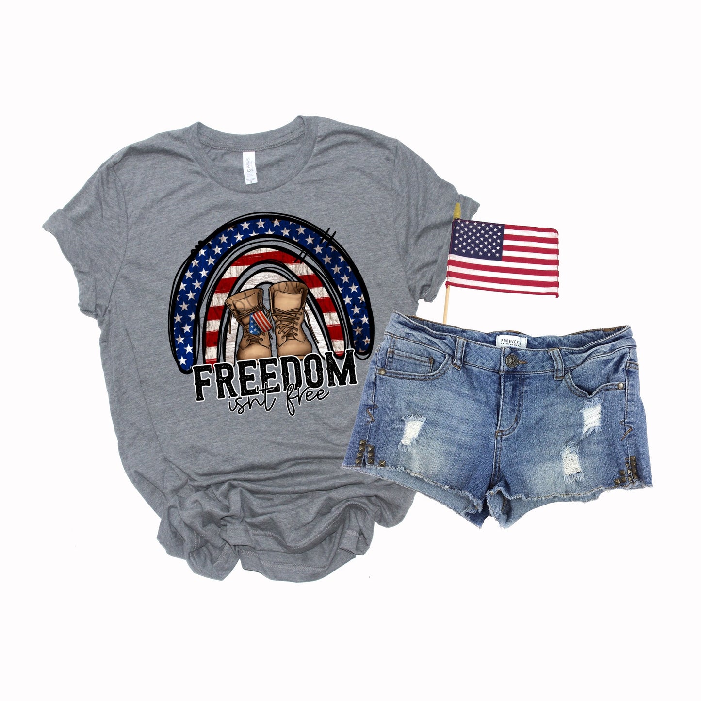 Freedom isn’t free boots rainbow-DTF