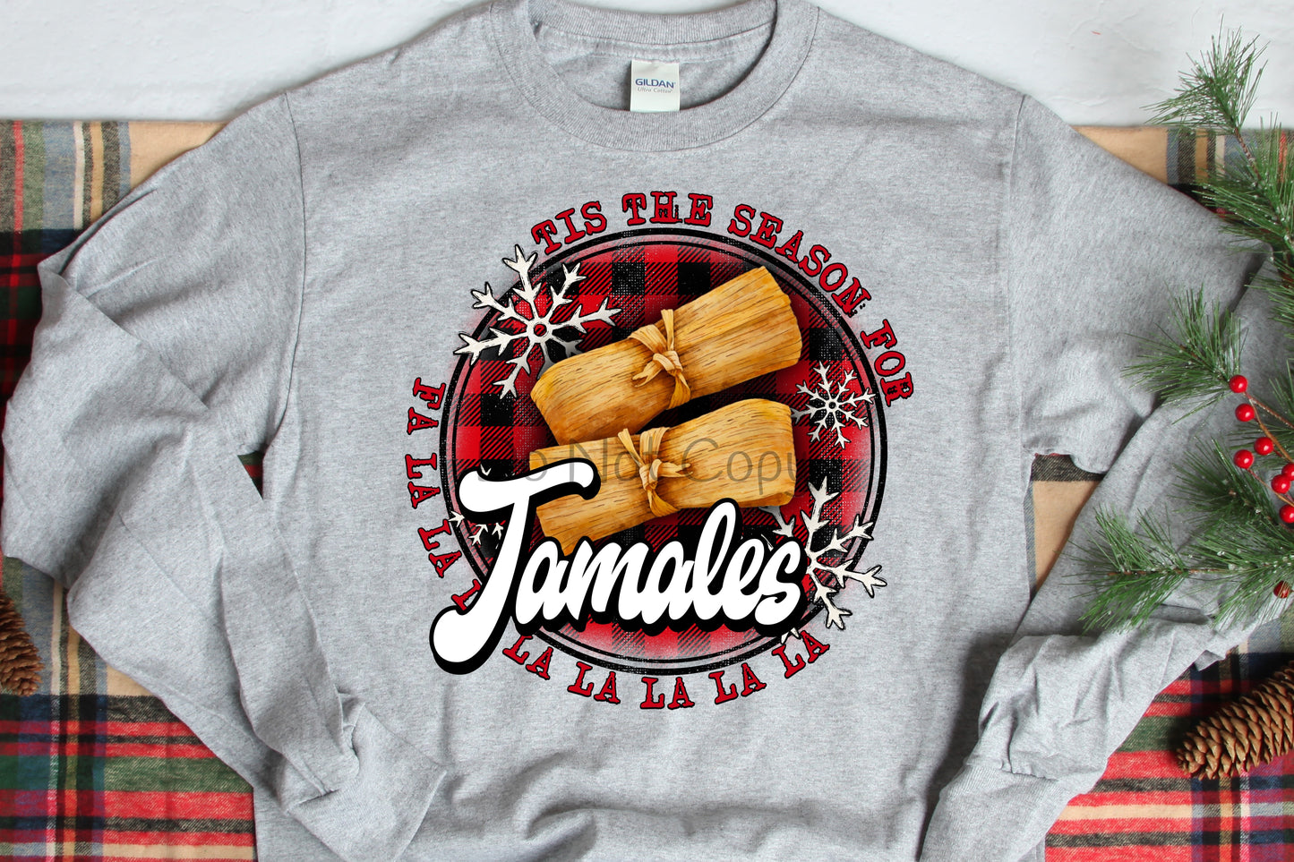 Til the season for tamales plaid-DTF