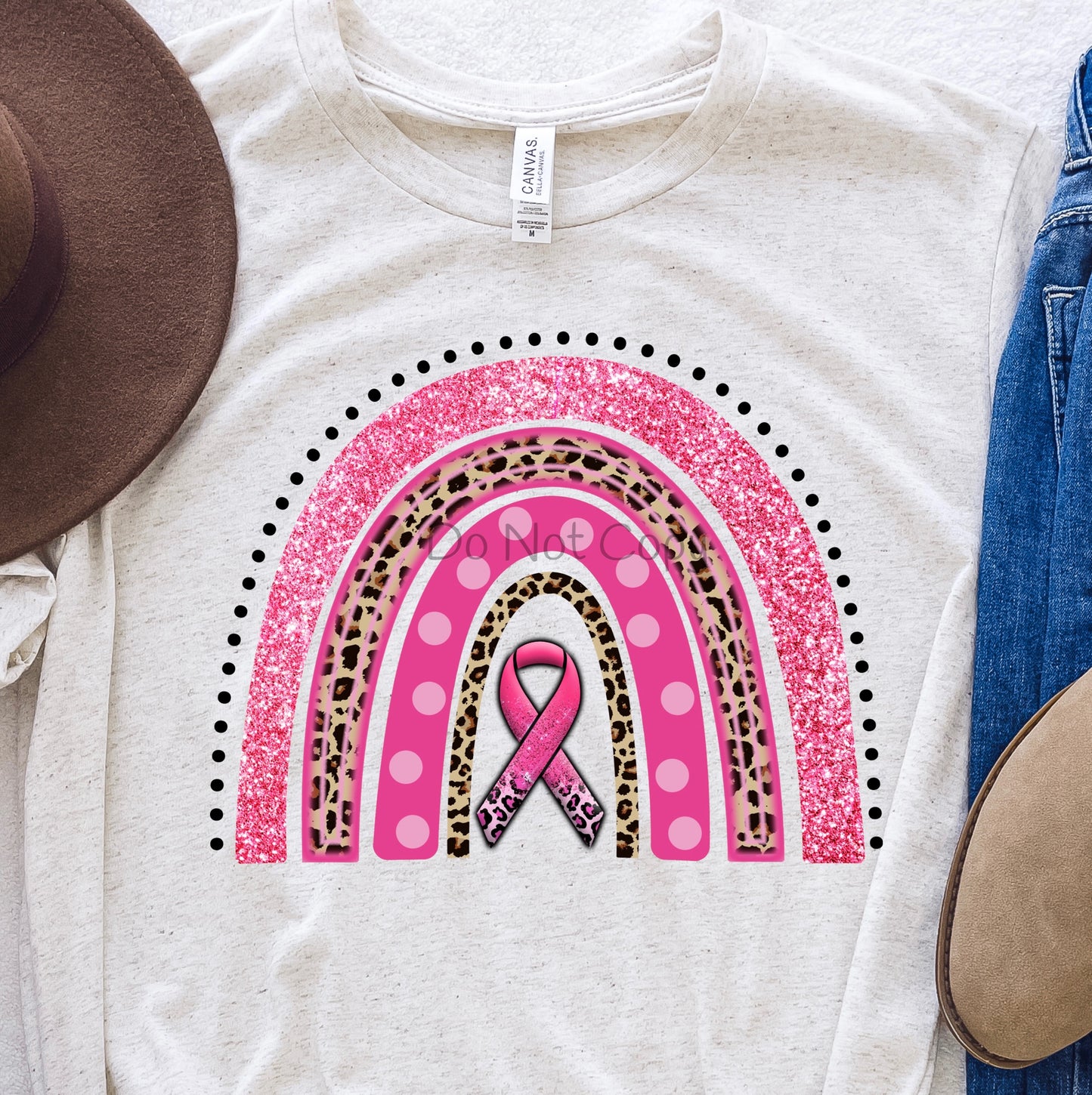 Pink rainbow leopard polka dot-DTF