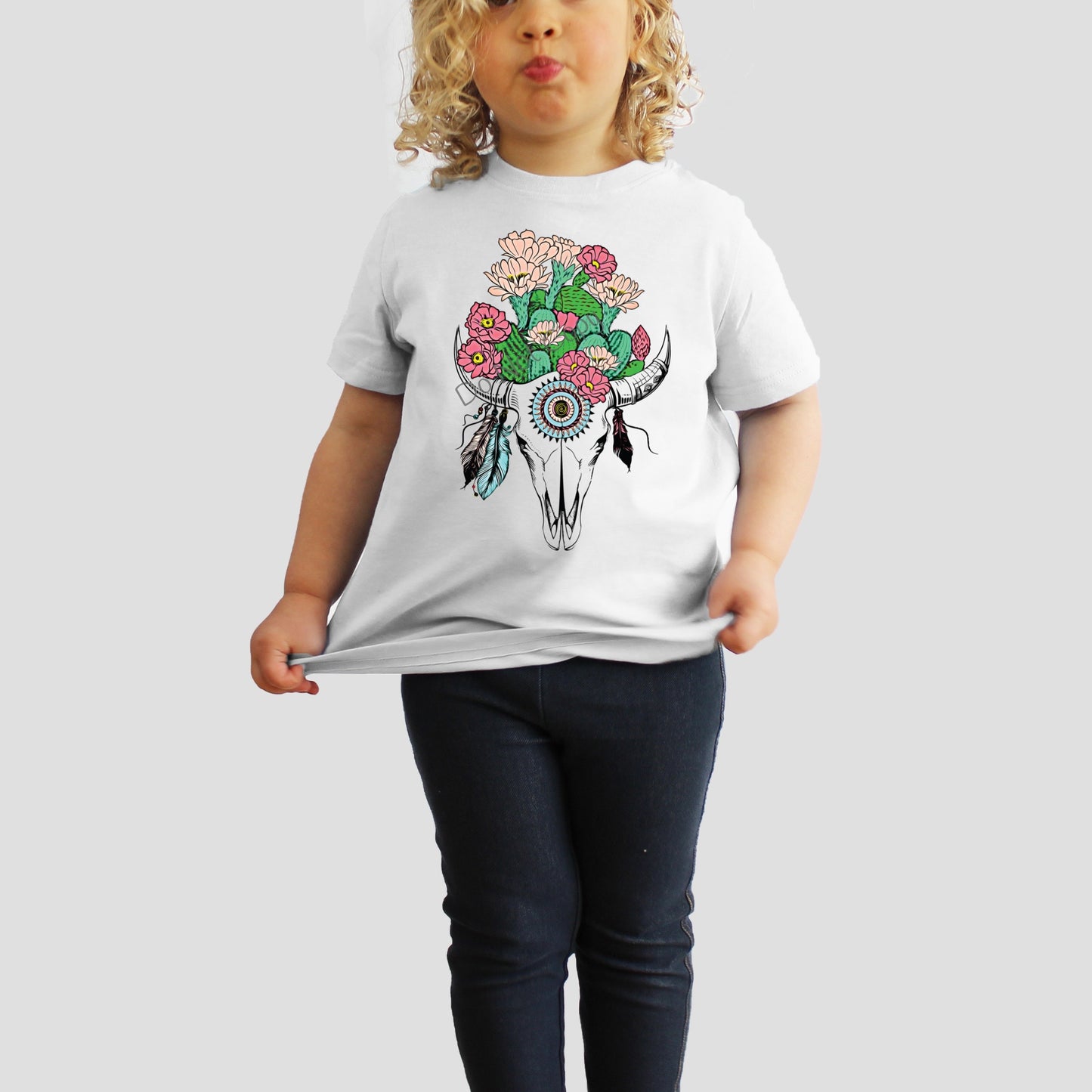 Cow Skull with flowers on top - DTF