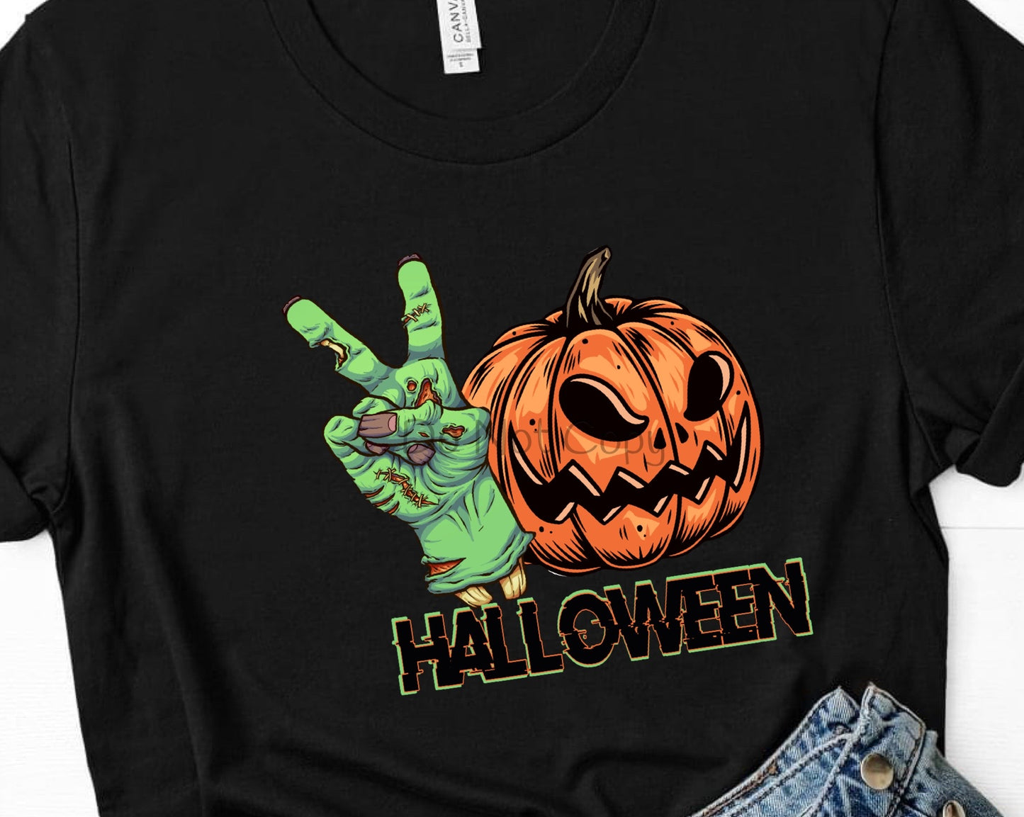 Halloween Peace sign pumpkin-DTF