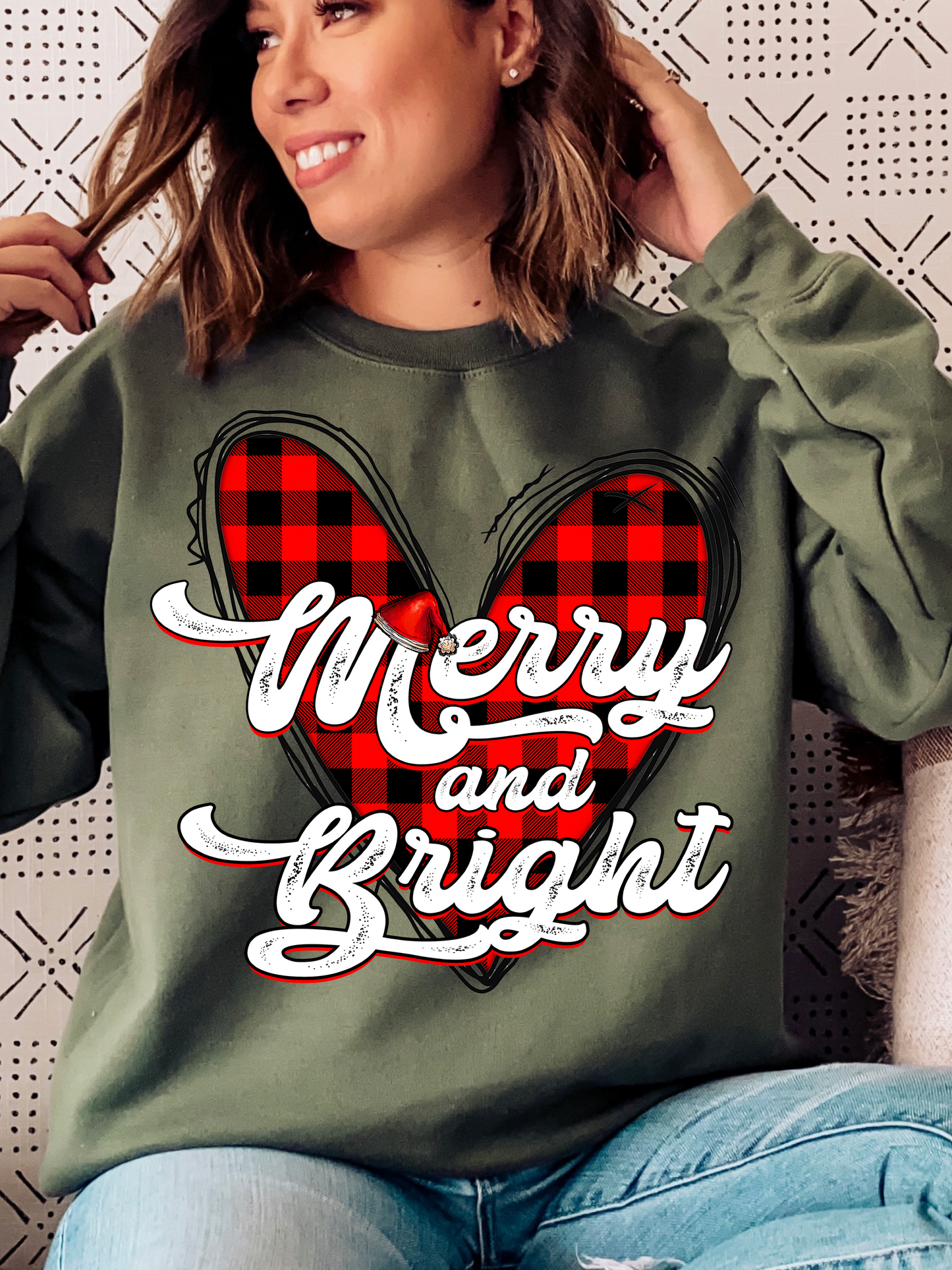 Merry and bright heart-DTF