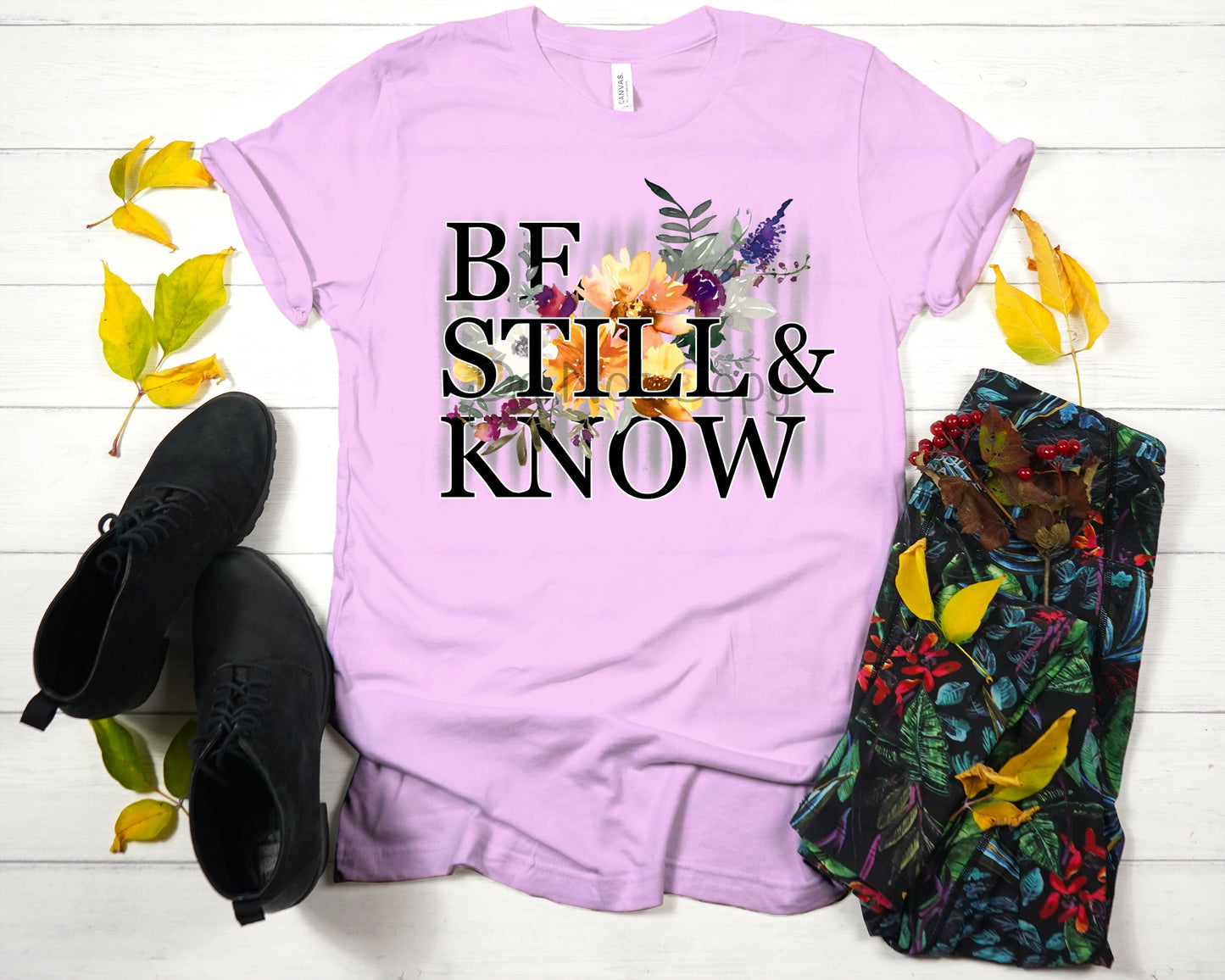 Be still & know flower background-DTF