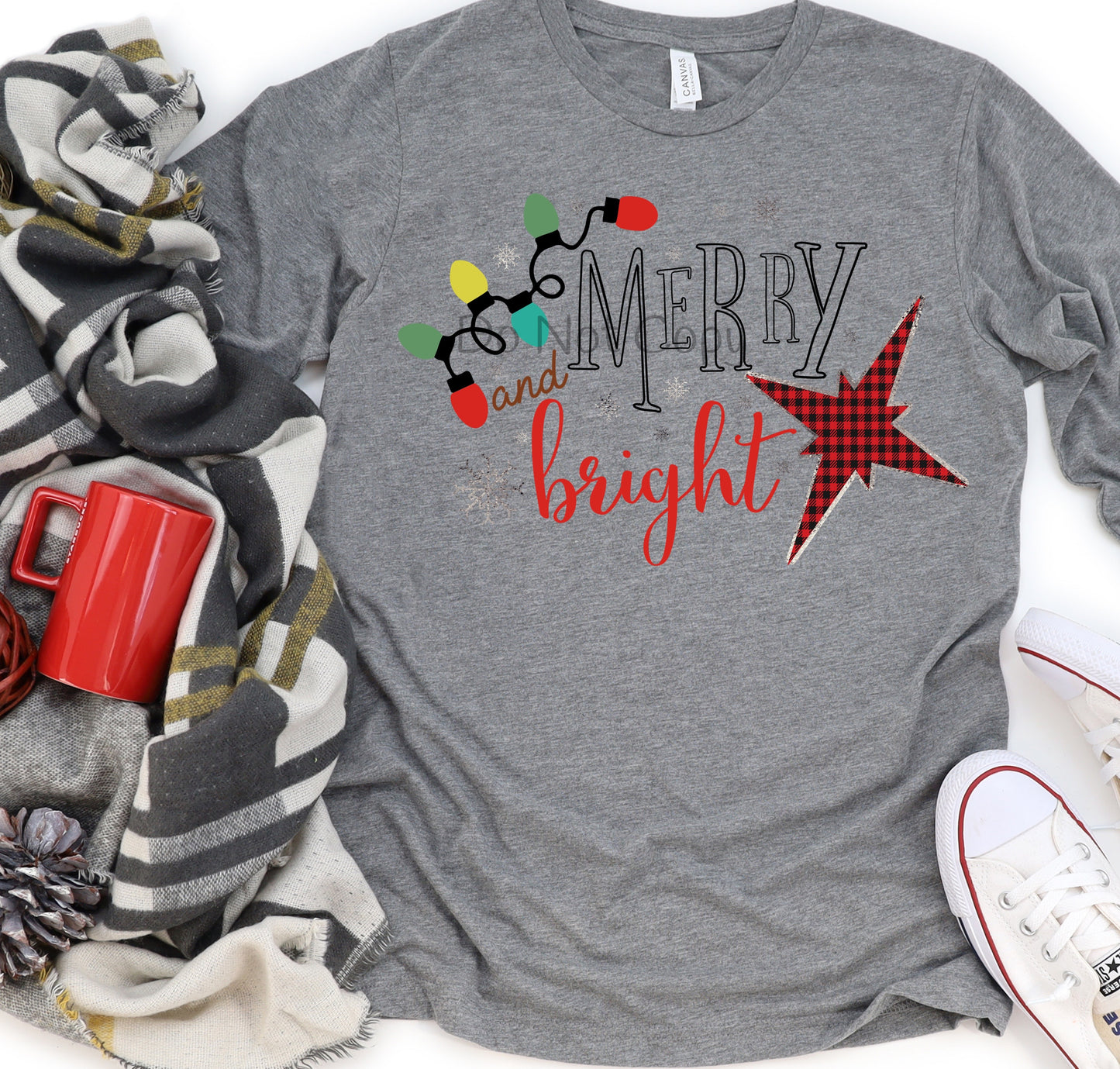 Merry and bright plaid star-DTF