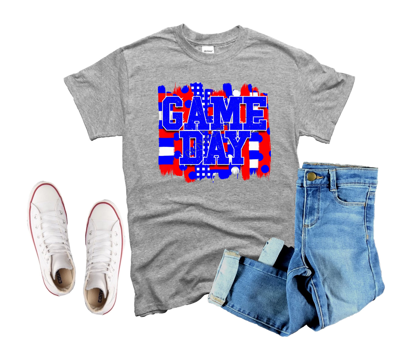 Game day red and royal blue -DTF