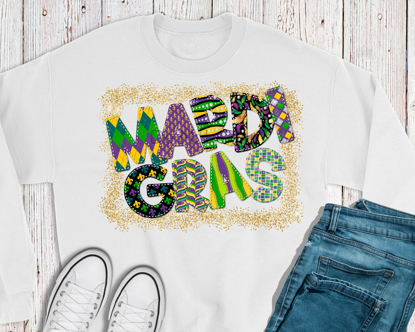 Mardi Gras gold frame-DTF