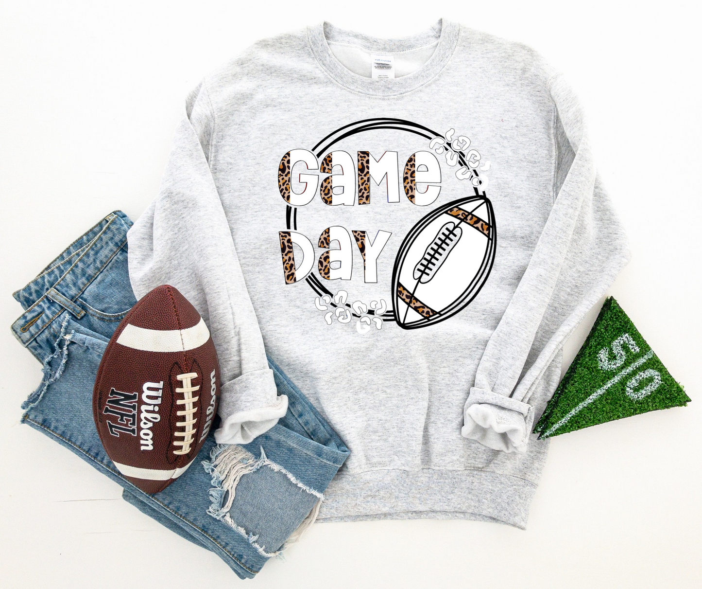 Game day football white- DTF