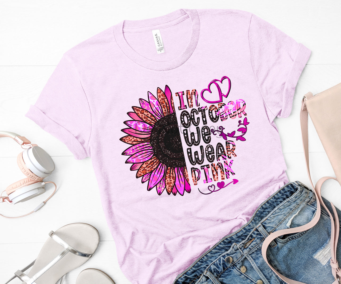 In October we wear pink sunflower-DTF