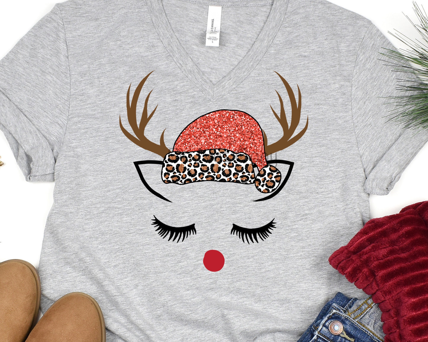 Girl reindeer leopard hat-DTF