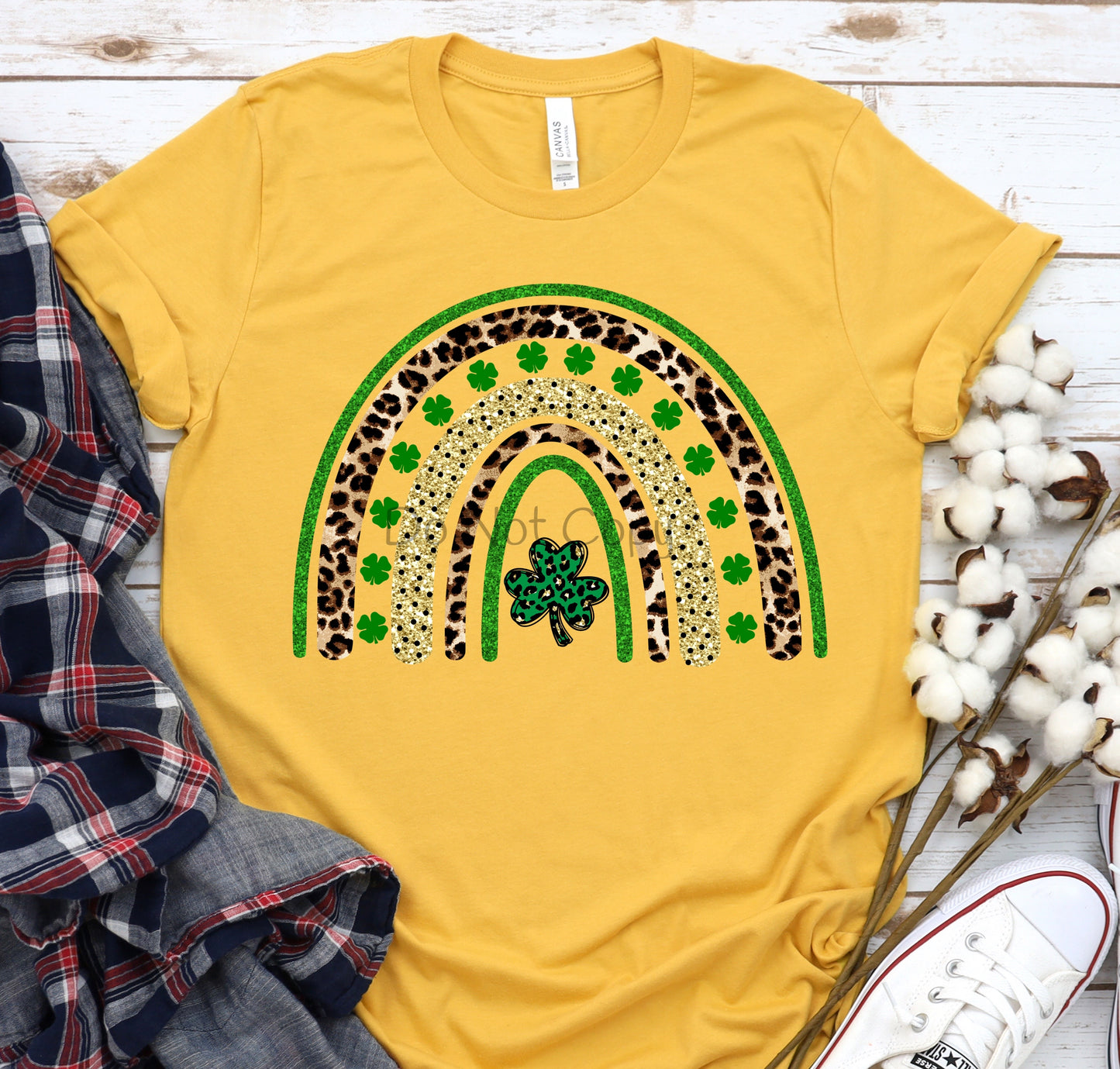 Rainbow leopard shamrock green leopard gold-DTF