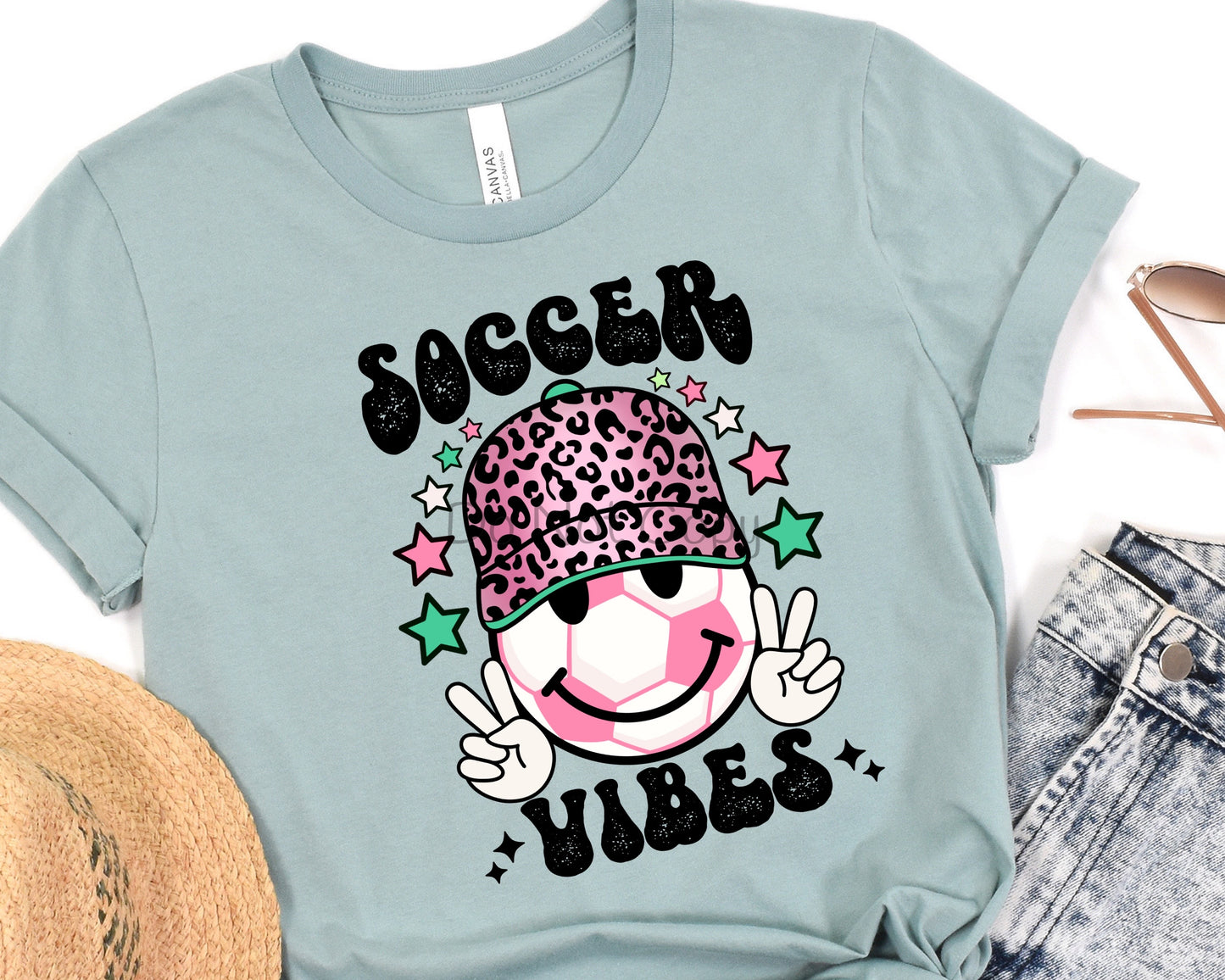 Soccer vibes leopard hat-DTF