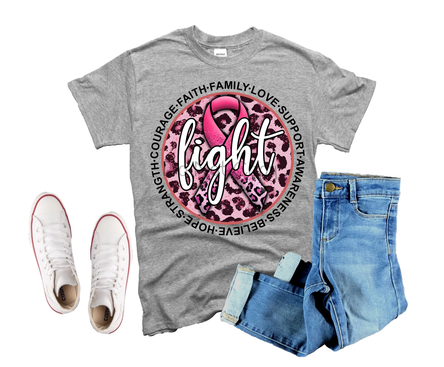Fight pink leopard ribbon-DTF
