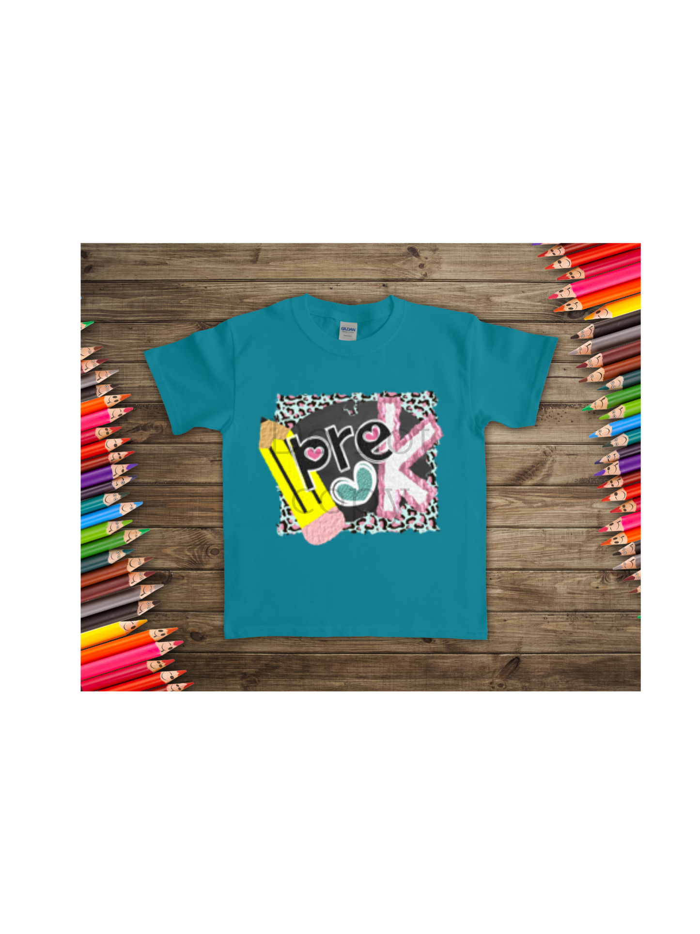 Pre k pencil heart-DTF