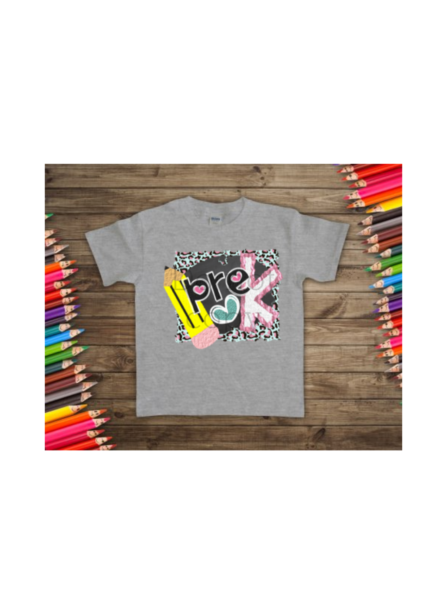 Pre k pencil heart-DTF
