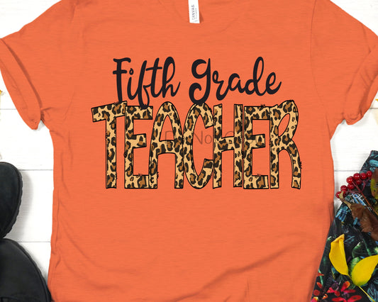 Fifth grade teacher leopard-DTF